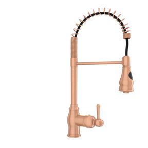 Copper Pre-Rinse Spring Kitchen Faucet, Single Level Solid Brass Kitchen Sink Faucets with Pull Down Sprayer - AK96518C