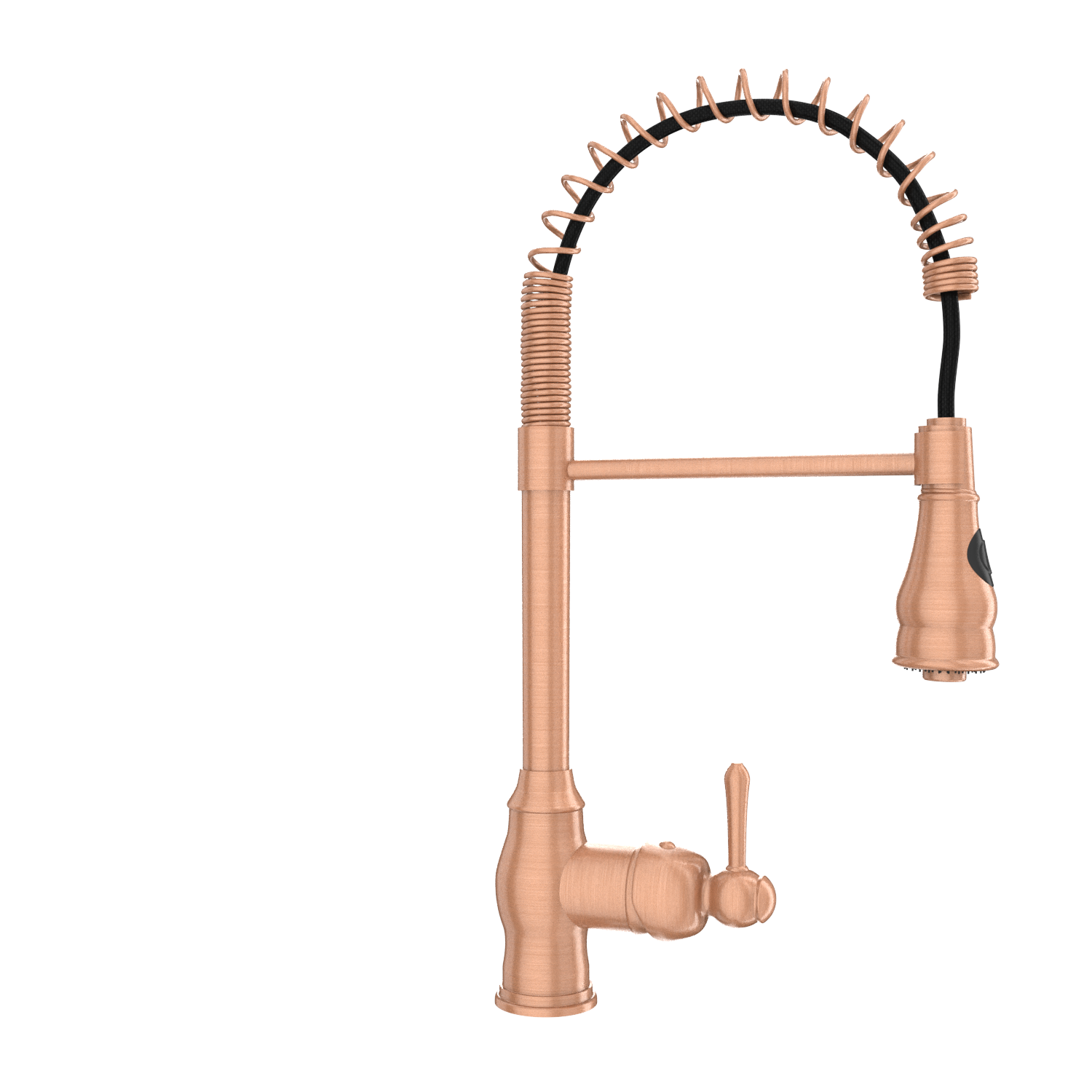 Copper Pre-Rinse Spring Kitchen Faucet, Single Level Solid Brass Kitchen Sink Faucets with Pull Down Sprayer - AK96518C