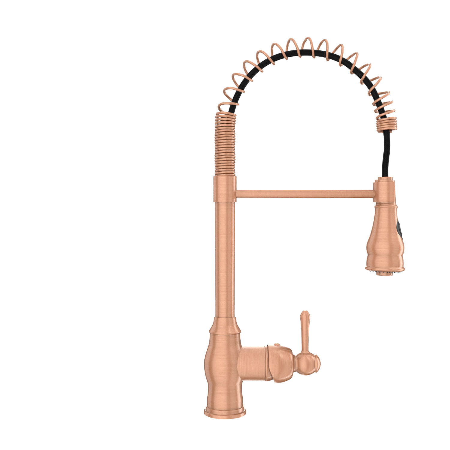 Copper Pre-Rinse Spring Kitchen Faucet, Single Level Solid Brass Kitchen Sink Faucets with Pull Down Sprayer - AK96518C