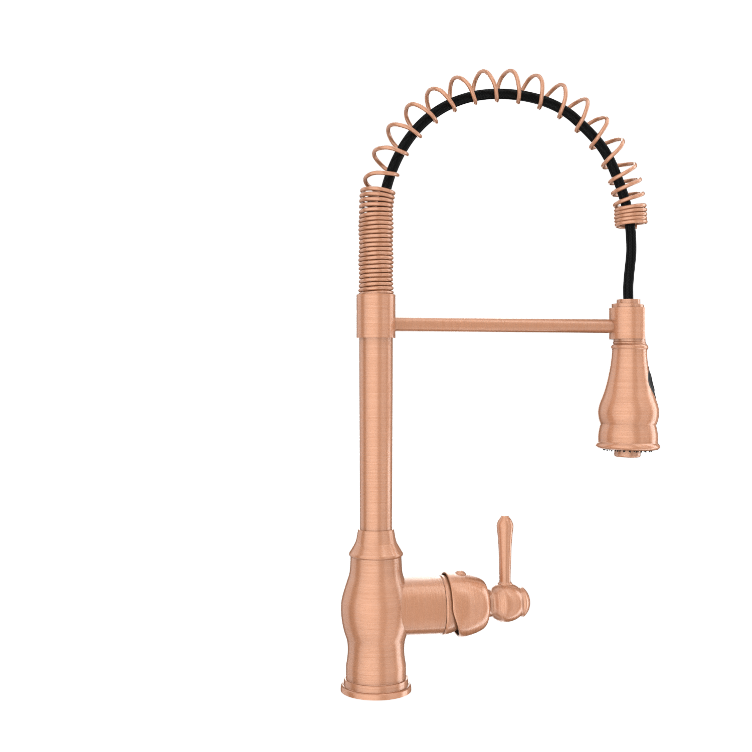 Copper Pre-Rinse Spring Kitchen Faucet, Single Level Solid Brass Kitchen Sink Faucets with Pull Down Sprayer - AK96518C