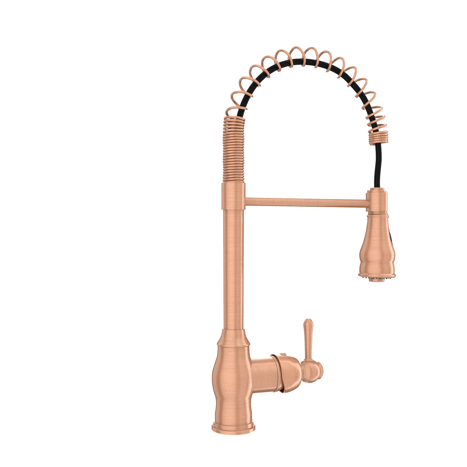 Copper Pre-Rinse Spring Kitchen Faucet, Single Level Solid Brass Kitchen Sink Faucets with Pull Down Sprayer - AK96518C