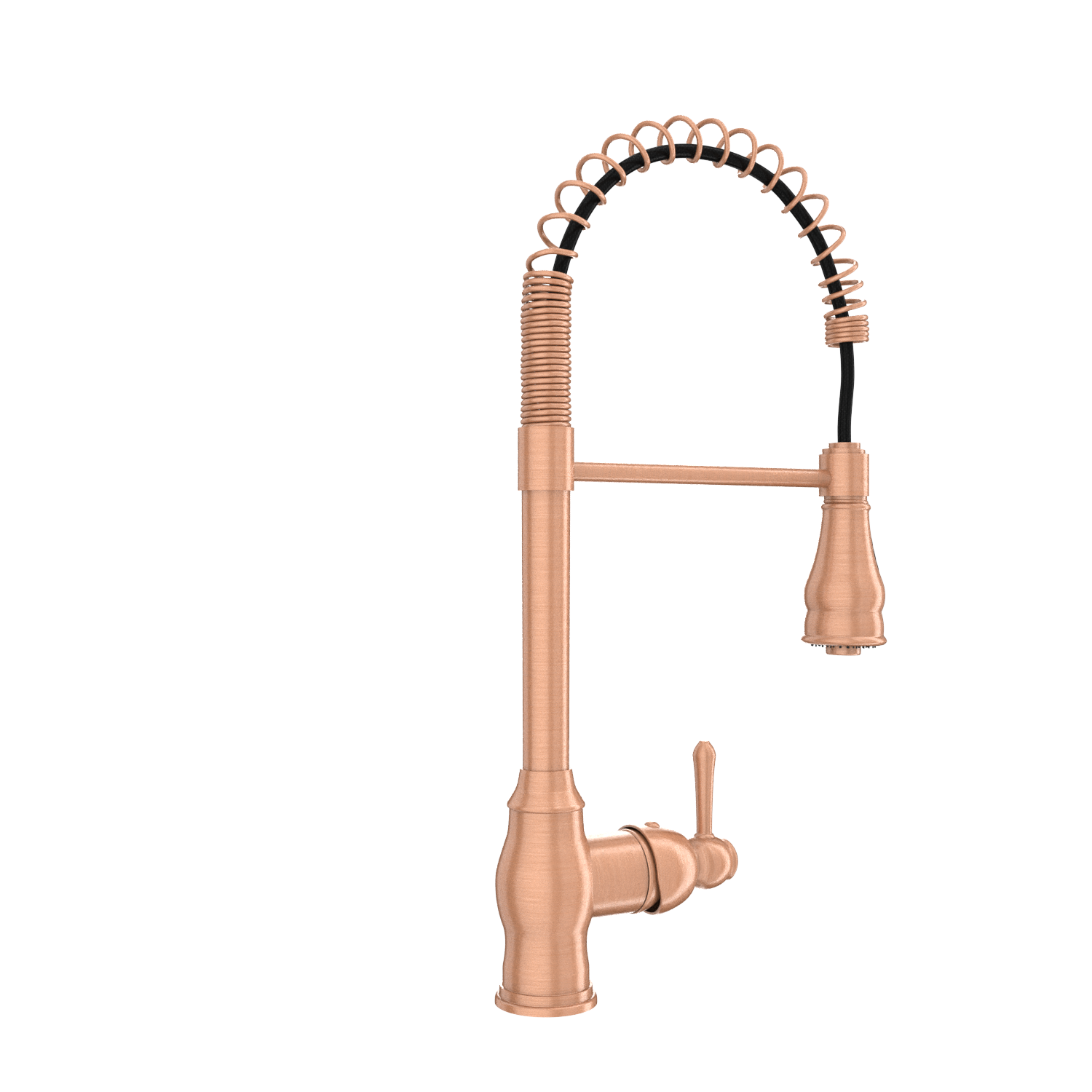 Copper Pre-Rinse Spring Kitchen Faucet, Single Level Solid Brass Kitchen Sink Faucets with Pull Down Sprayer - AK96518C