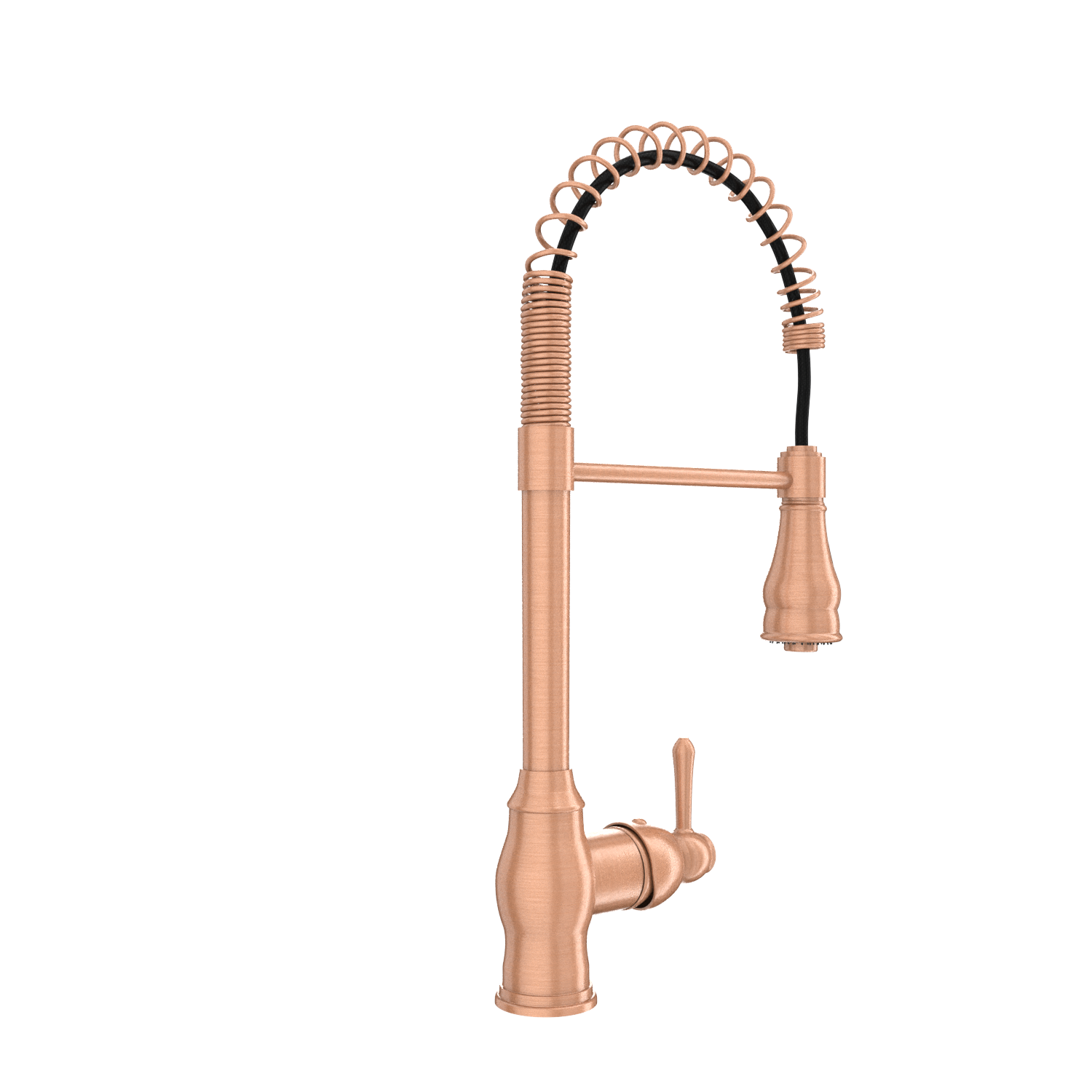 Copper Pre-Rinse Spring Kitchen Faucet, Single Level Solid Brass Kitchen Sink Faucets with Pull Down Sprayer - AK96518C