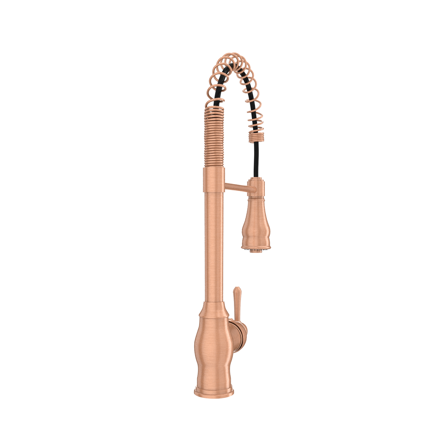 Copper Pre-Rinse Spring Kitchen Faucet, Single Level Solid Brass Kitchen Sink Faucets with Pull Down Sprayer - AK96518C