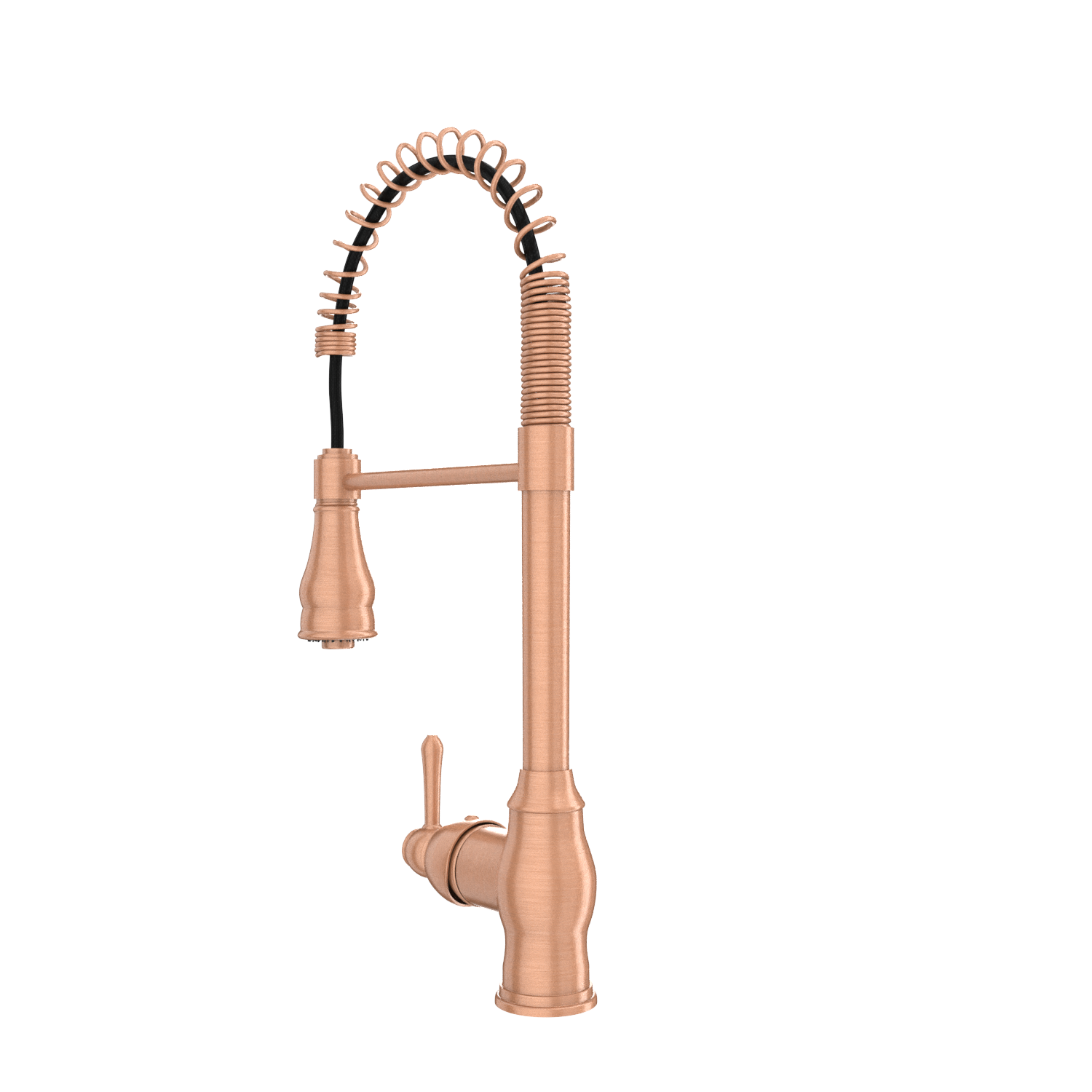 Copper Pre-Rinse Spring Kitchen Faucet, Single Level Solid Brass Kitchen Sink Faucets with Pull Down Sprayer - AK96518C