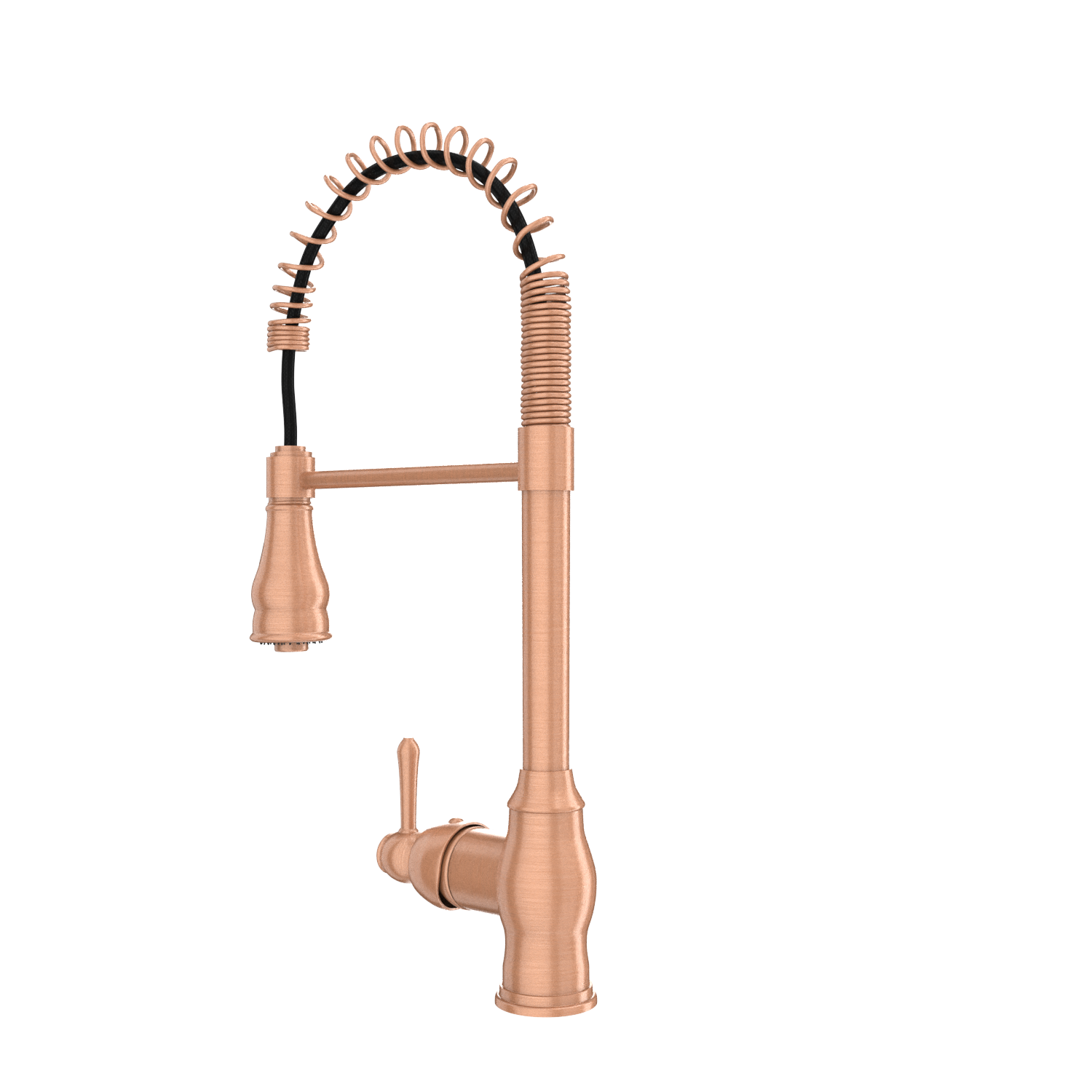 Copper Pre-Rinse Spring Kitchen Faucet, Single Level Solid Brass Kitchen Sink Faucets with Pull Down Sprayer - AK96518C