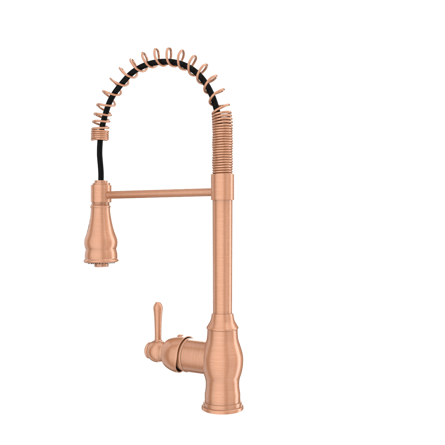 Copper Pre-Rinse Spring Kitchen Faucet, Single Level Solid Brass Kitchen Sink Faucets with Pull Down Sprayer - AK96518C