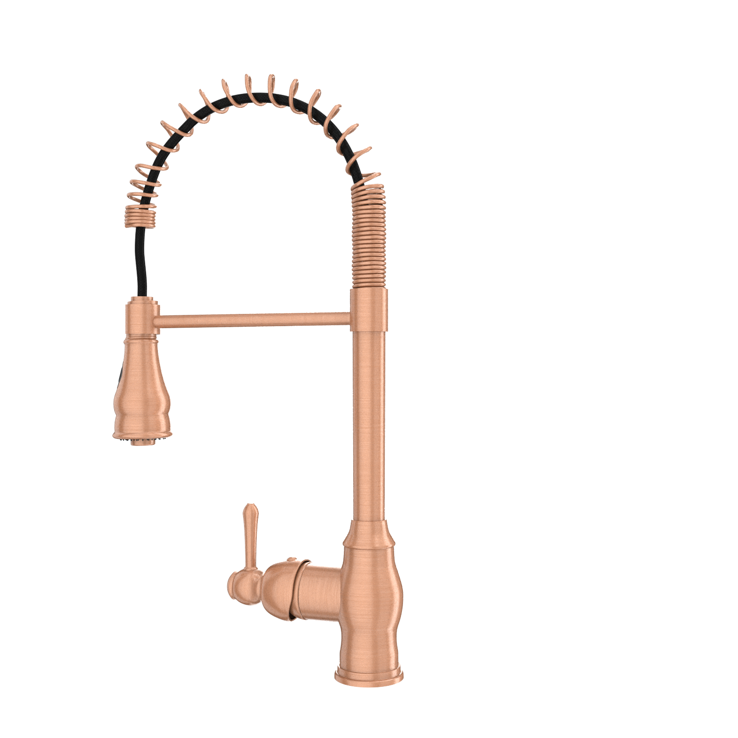 Copper Pre-Rinse Spring Kitchen Faucet, Single Level Solid Brass Kitchen Sink Faucets with Pull Down Sprayer - AK96518C