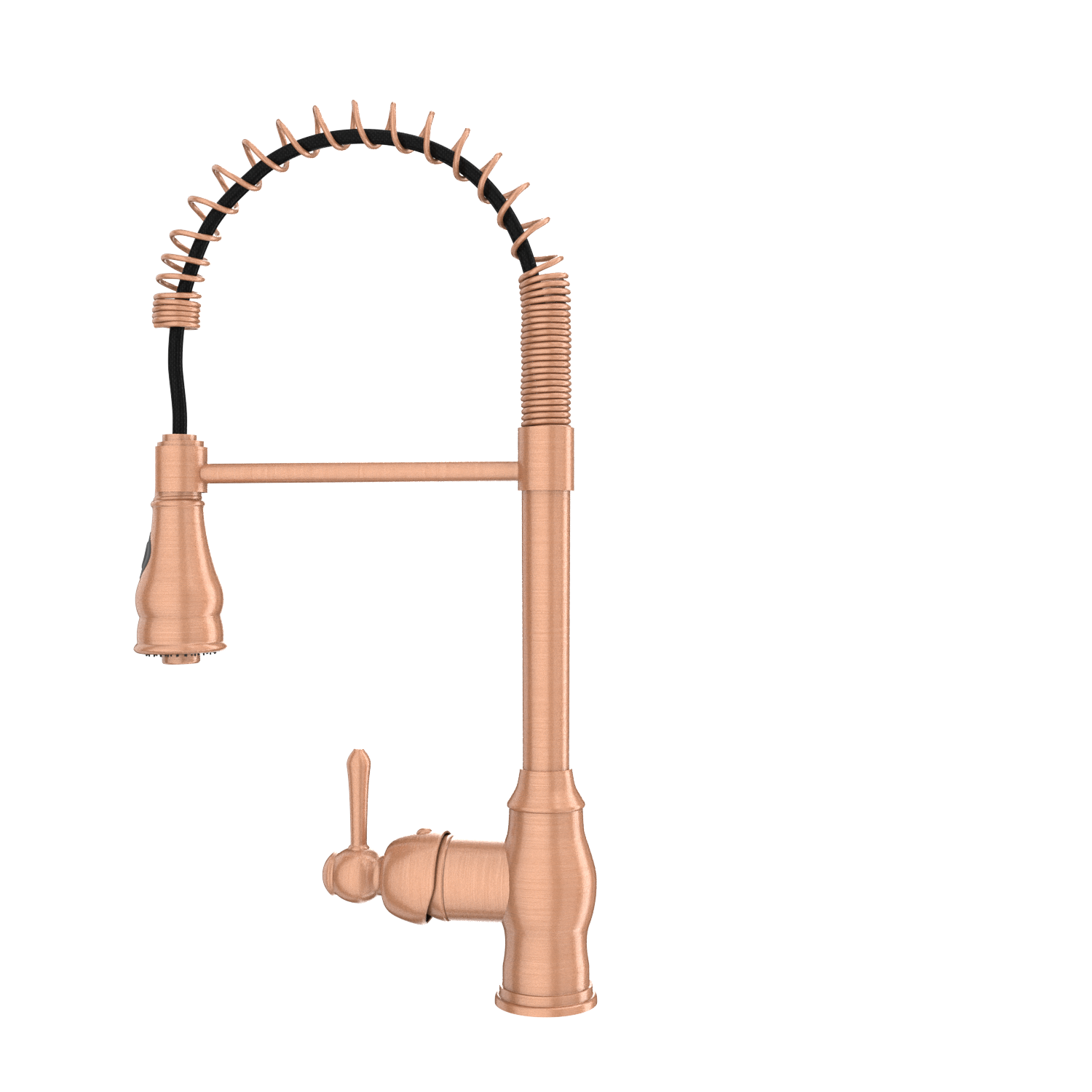 Copper Kitchen Faucet with Soap Dispenser, Single Handle Solid Brass High Arc Pull Down Sprayer Head Kitchen Sink Faucets with Deck Plate