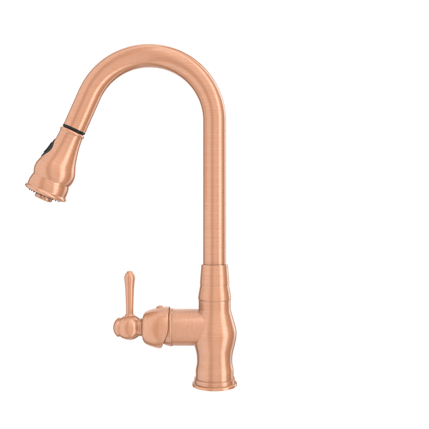 Copper Kitchen Faucet with Soap Dispenser, Single Handle Solid Brass High Arc Pull Down Sprayer Head Kitchen Sink Faucets with Deck Plate