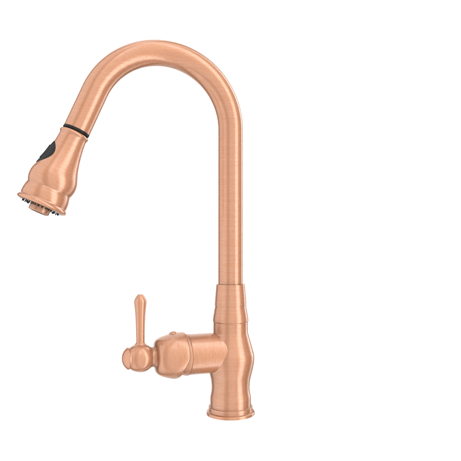 Copper Kitchen Faucet with Soap Dispenser, Single Handle Solid Brass High Arc Pull Down Sprayer Head Kitchen Sink Faucets with Deck Plate