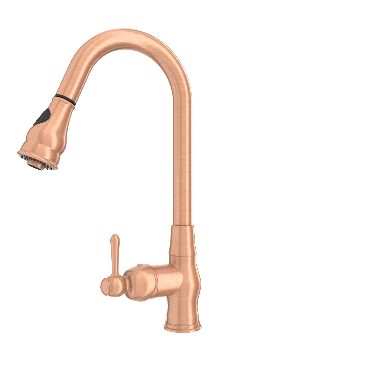 Copper Kitchen Faucet with Soap Dispenser, Single Handle Solid Brass High Arc Pull Down Sprayer Head Kitchen Sink Faucets with Deck Plate