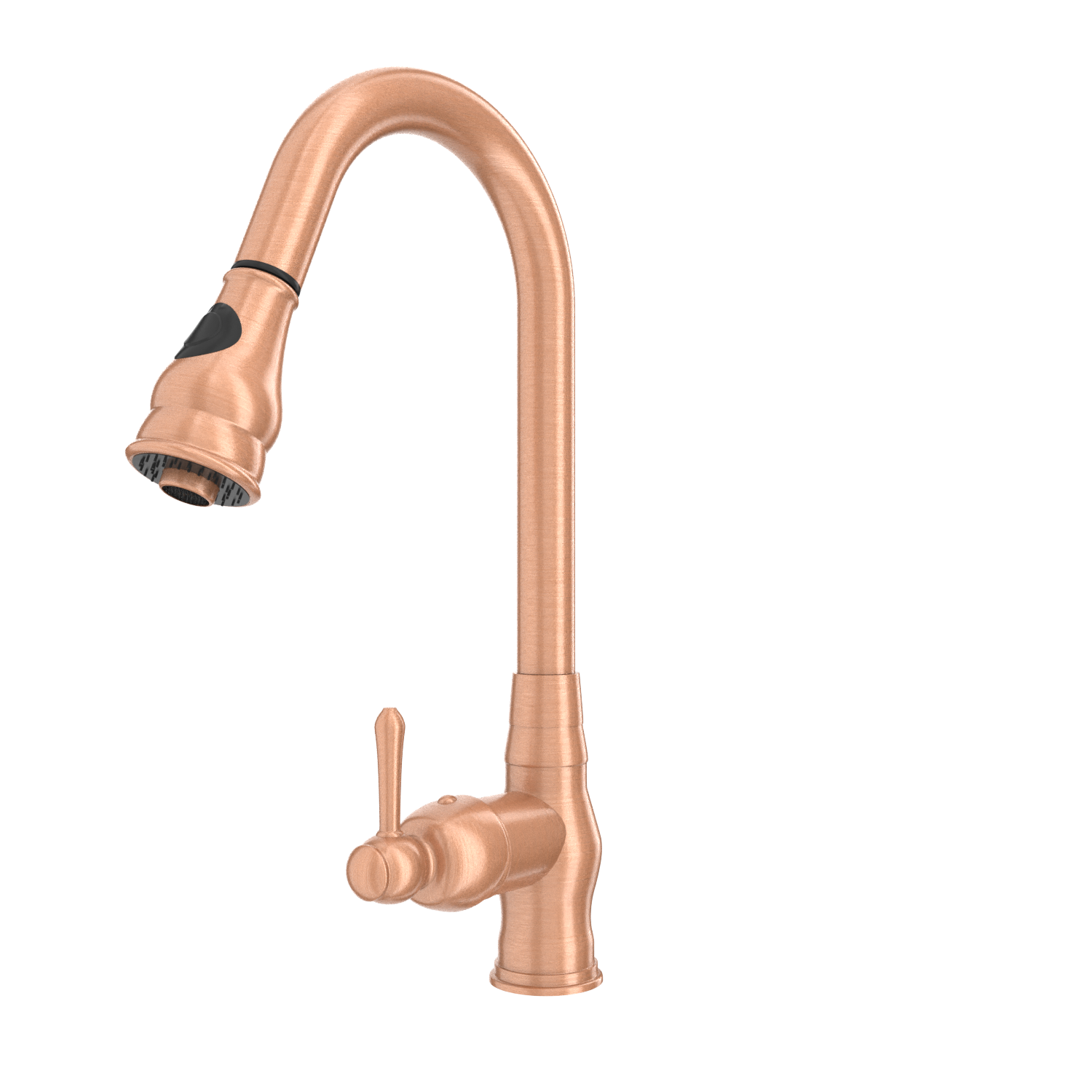 Copper Kitchen Faucet with Soap Dispenser, Single Handle Solid Brass High Arc Pull Down Sprayer Head Kitchen Sink Faucets with Deck Plate