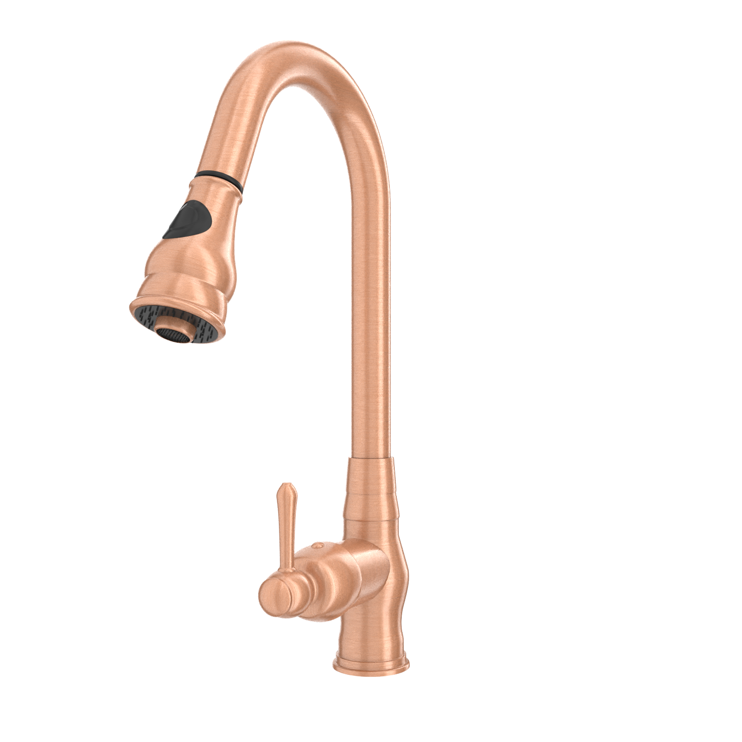 Copper Kitchen Faucet with Soap Dispenser, Single Handle Solid Brass High Arc Pull Down Sprayer Head Kitchen Sink Faucets with Deck Plate