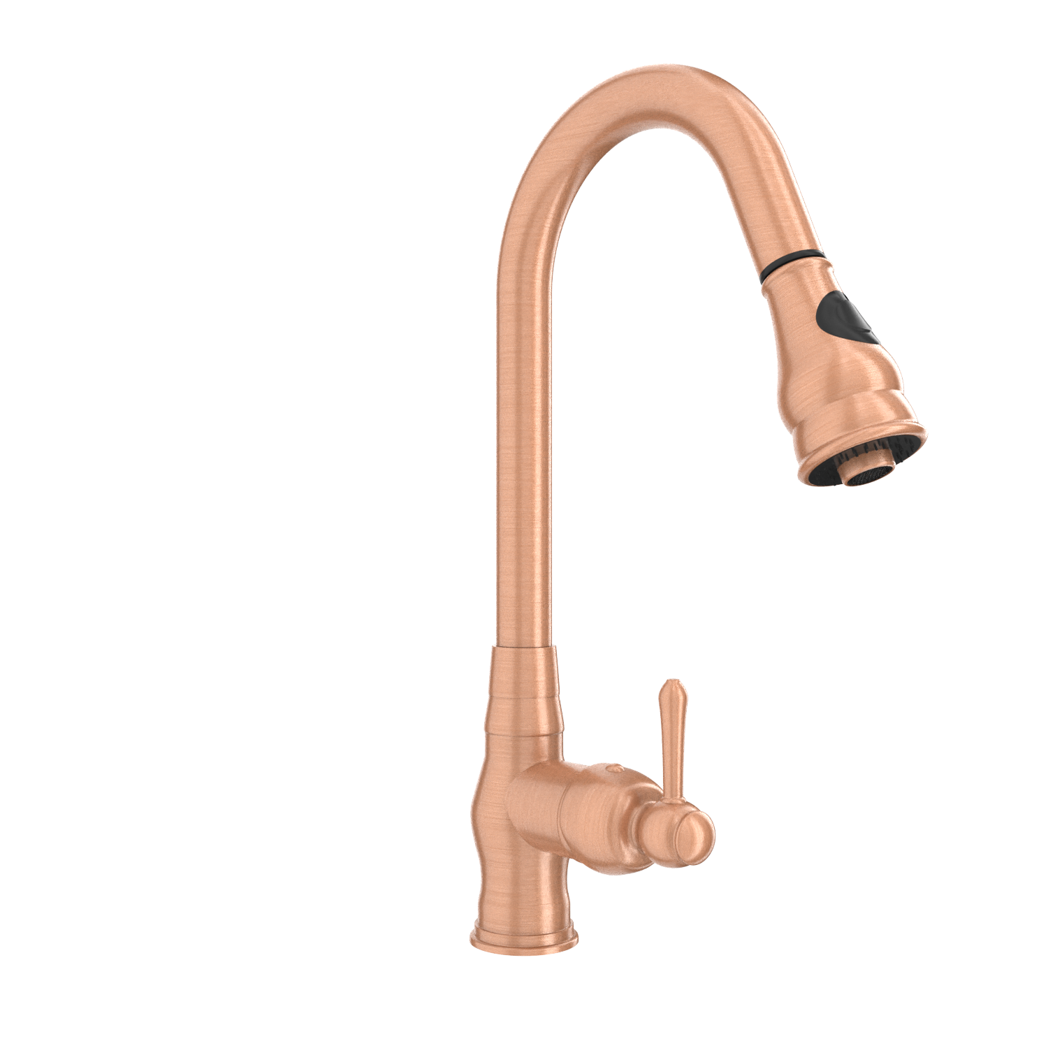 Copper Kitchen Faucet with Soap Dispenser, Single Handle Solid Brass High Arc Pull Down Sprayer Head Kitchen Sink Faucets with Deck Plate