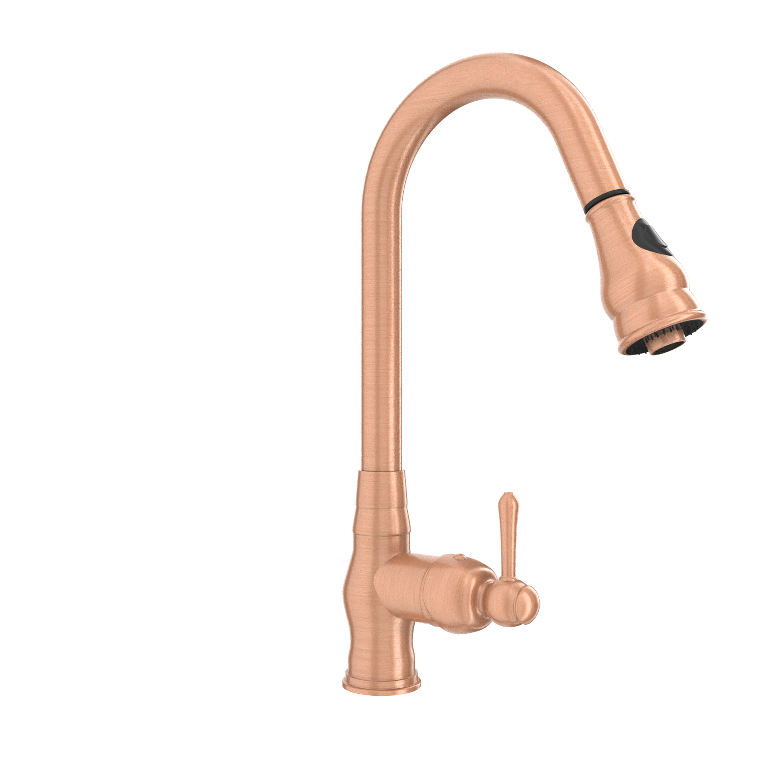 Copper Kitchen Faucet with Soap Dispenser, Single Handle Solid Brass High Arc Pull Down Sprayer Head Kitchen Sink Faucets with Deck Plate