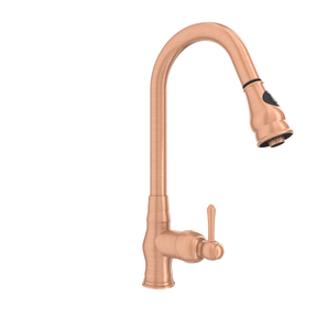 Copper Pull Out Kitchen Faucet, Single Level Solid Brass Kitchen Sink Faucets with Pull Down Sprayer - AK96418C