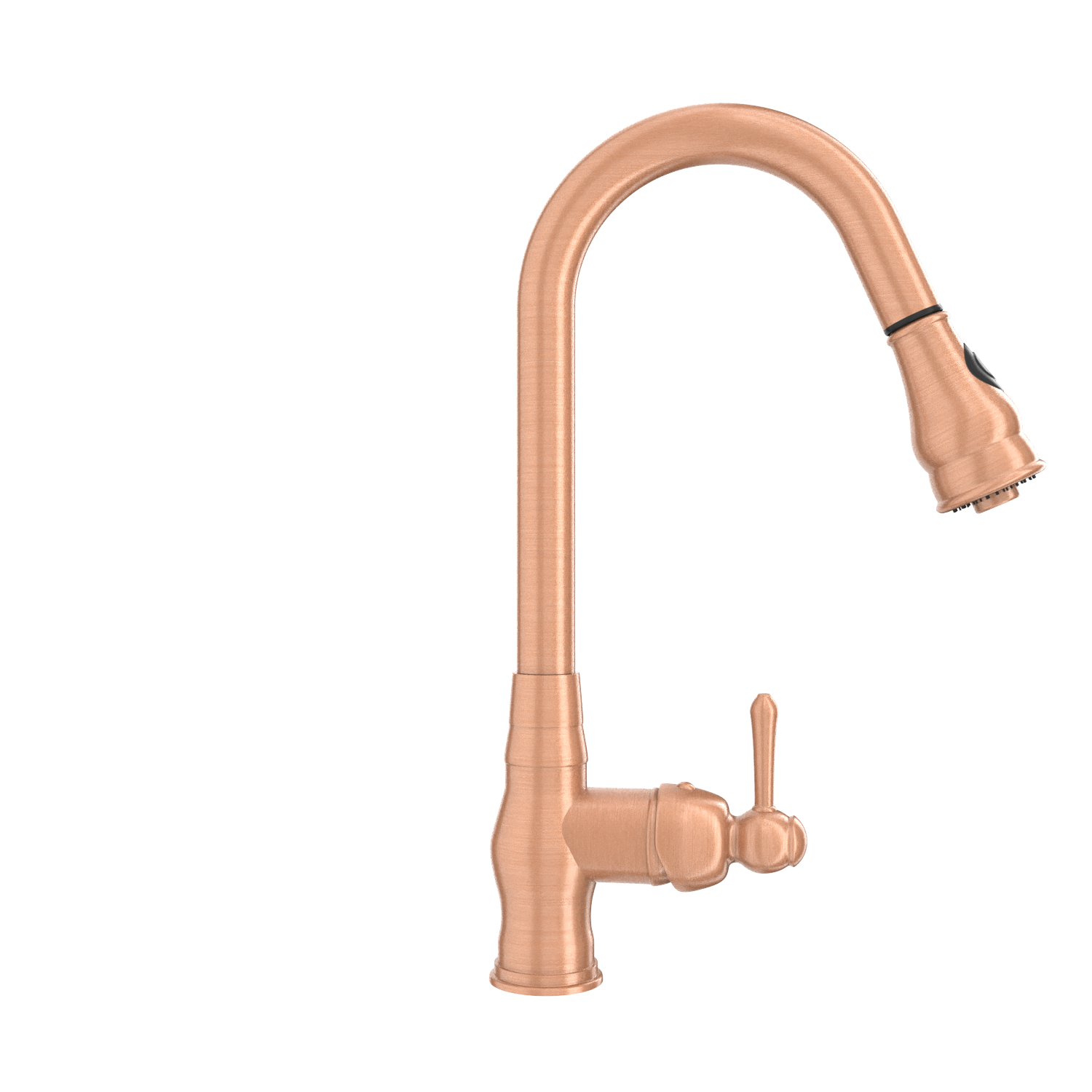 Copper Kitchen Faucet with Soap Dispenser, Single Handle Solid Brass High Arc Pull Down Sprayer Head Kitchen Sink Faucets with Deck Plate