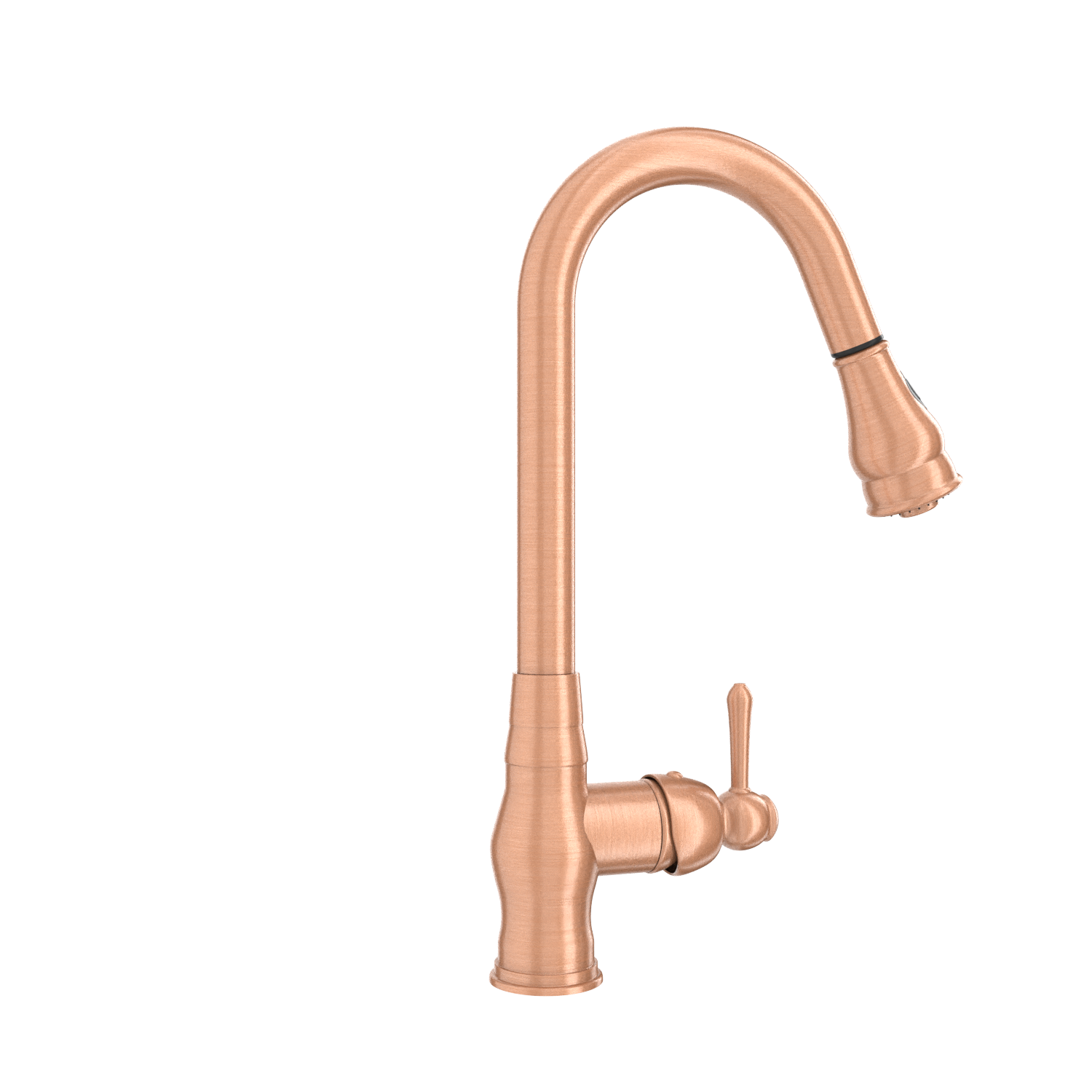 Copper Kitchen Faucet with Soap Dispenser, Single Handle Solid Brass High Arc Pull Down Sprayer Head Kitchen Sink Faucets with Deck Plate