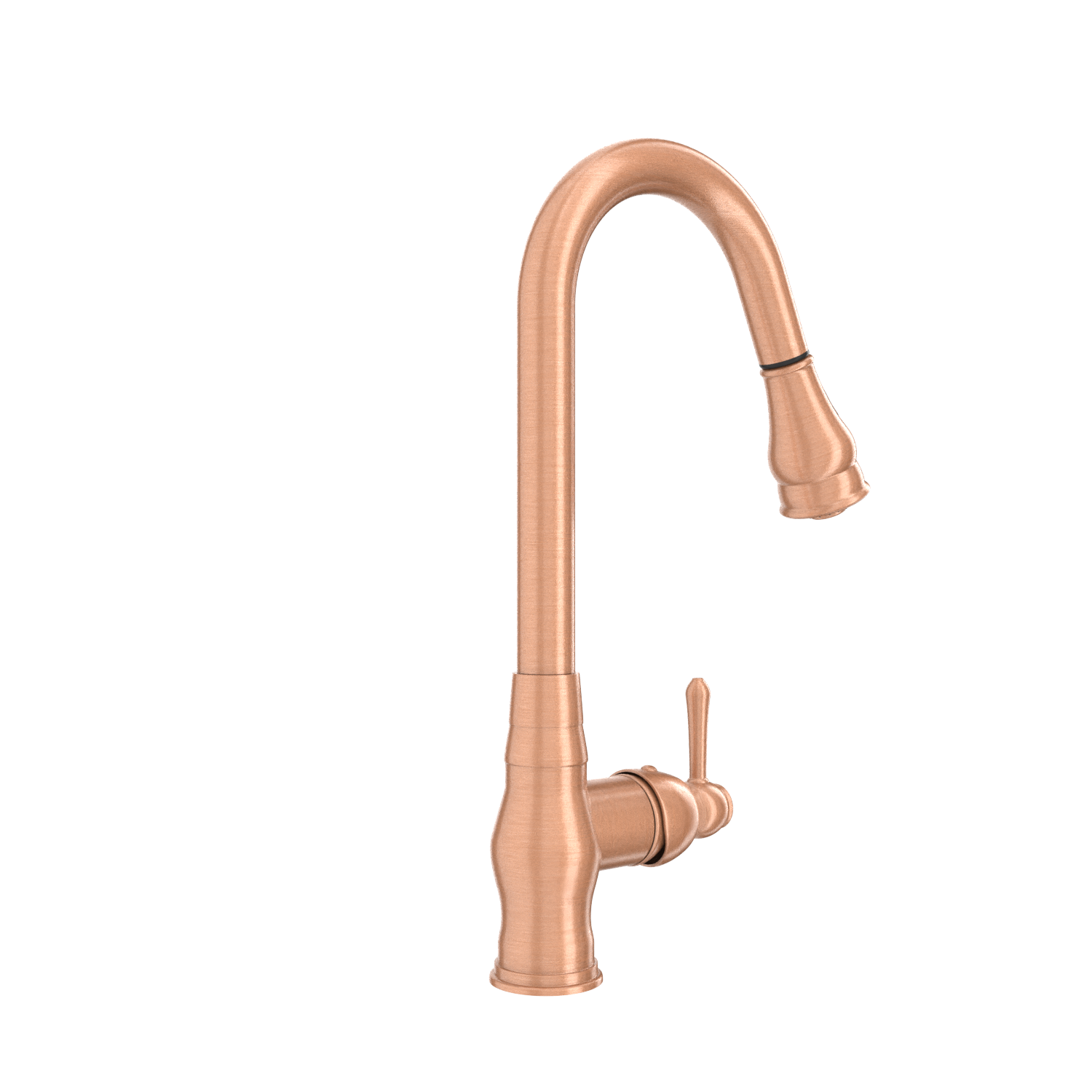 Copper Kitchen Faucet with Soap Dispenser, Single Handle Solid Brass High Arc Pull Down Sprayer Head Kitchen Sink Faucets with Deck Plate