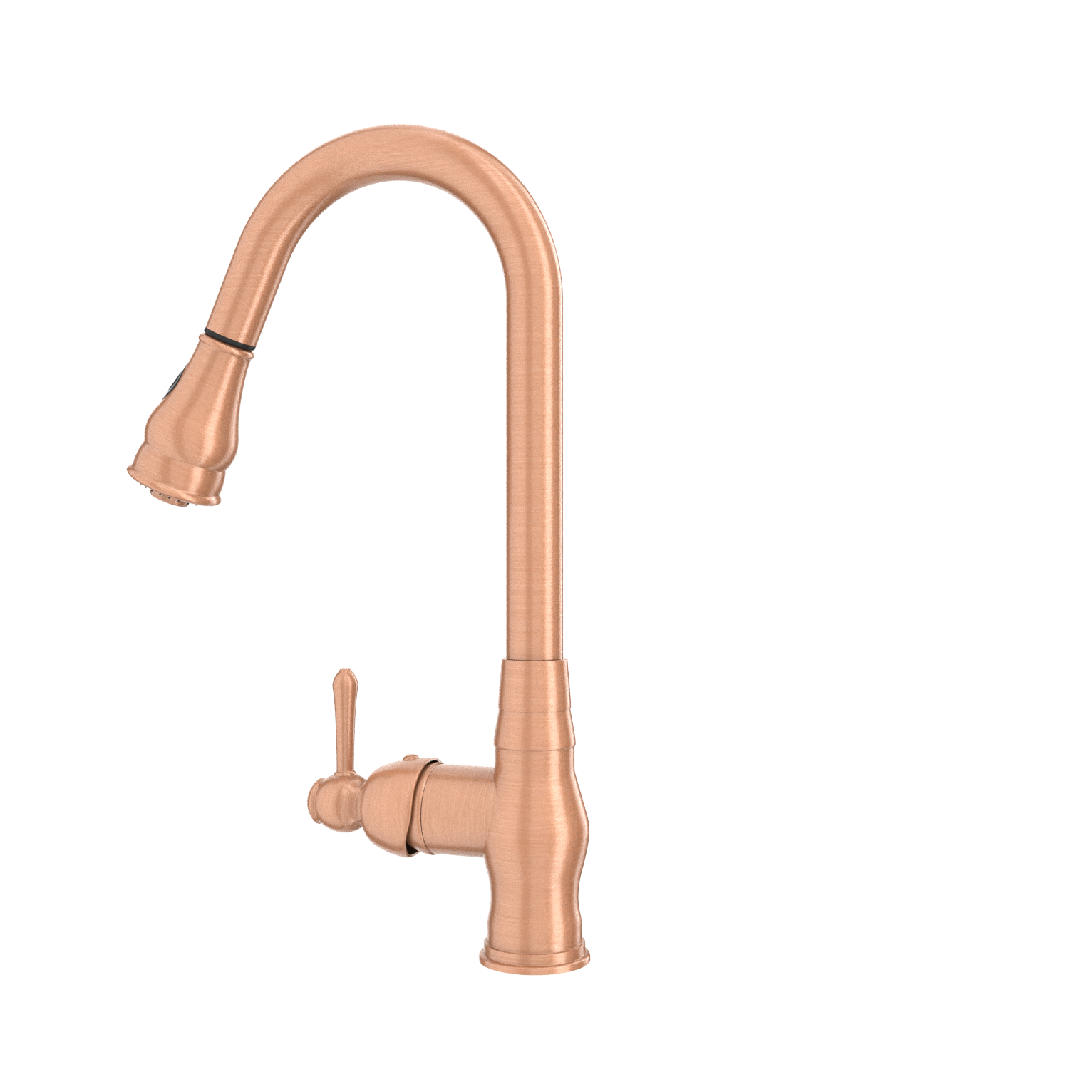 Copper Kitchen Faucet with Soap Dispenser, Single Handle Solid Brass High Arc Pull Down Sprayer Head Kitchen Sink Faucets with Deck Plate