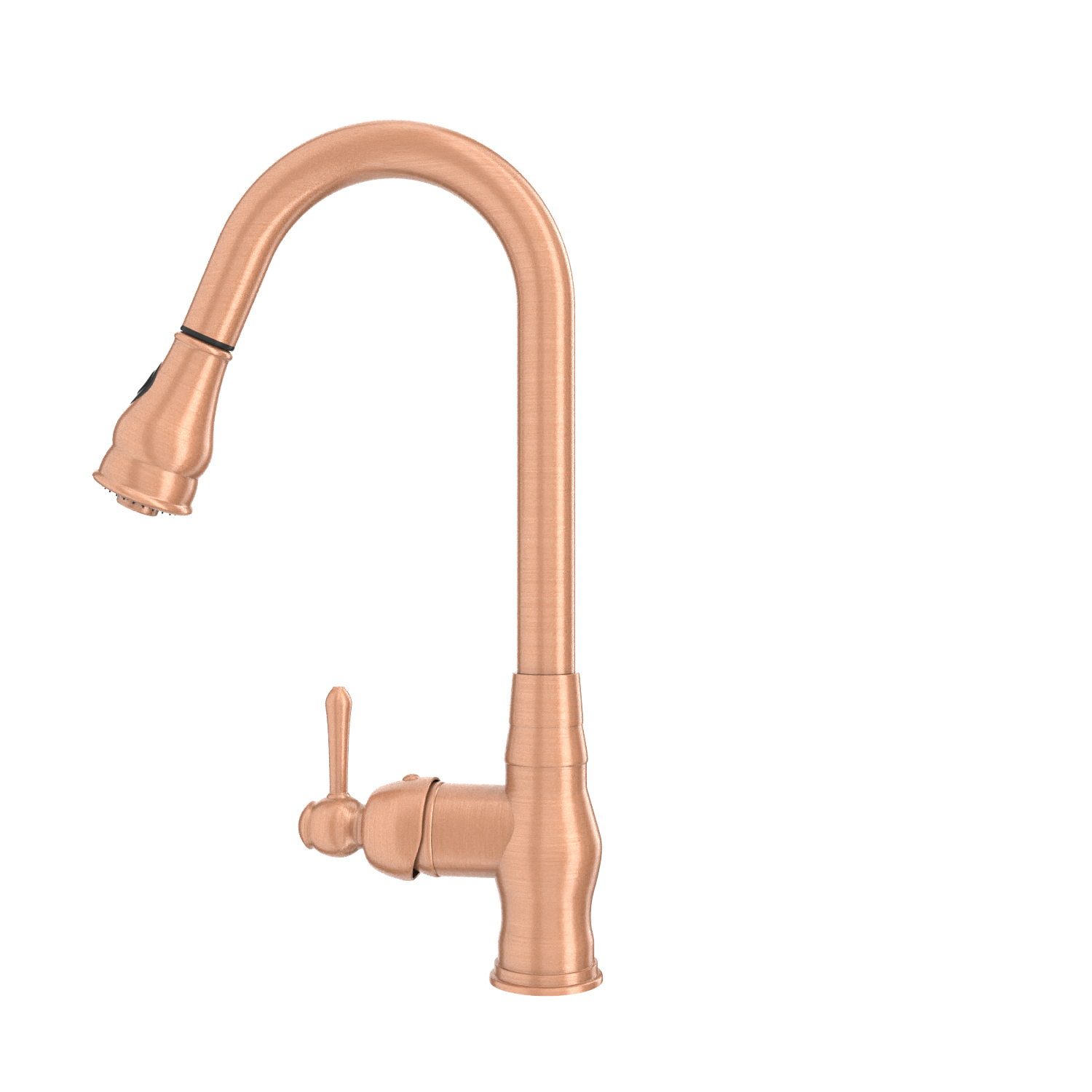 Copper Kitchen Faucet with Soap Dispenser, Single Handle Solid Brass High Arc Pull Down Sprayer Head Kitchen Sink Faucets with Deck Plate