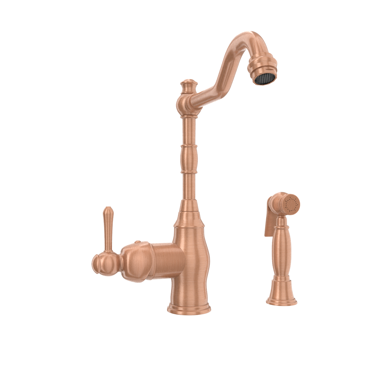 One-Handle Copper Widespread Kitchen Faucet with Side Sprayer - AK96918C