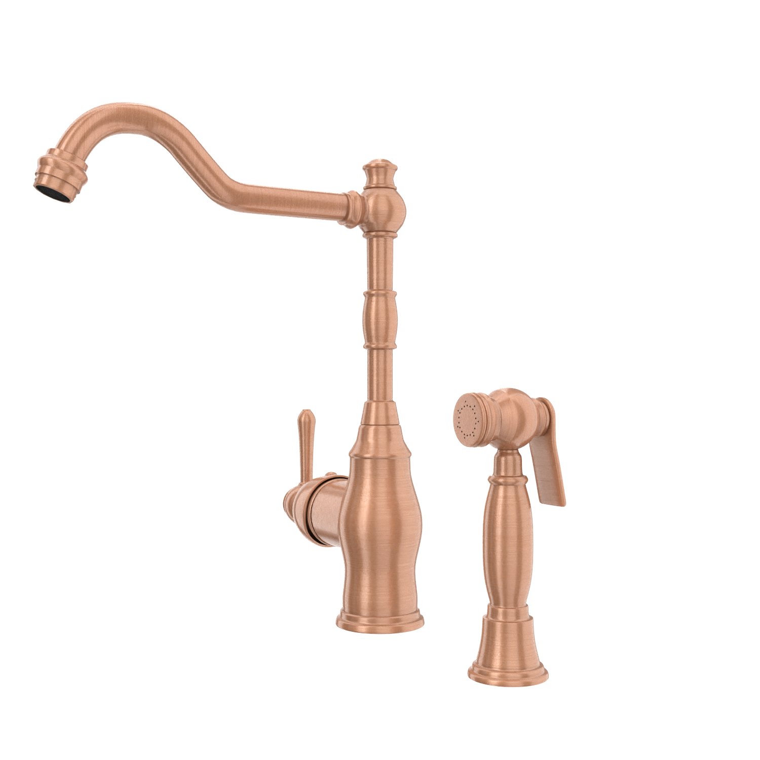 One-Handle Copper Widespread Kitchen Faucet with Side Sprayer - AK96918C