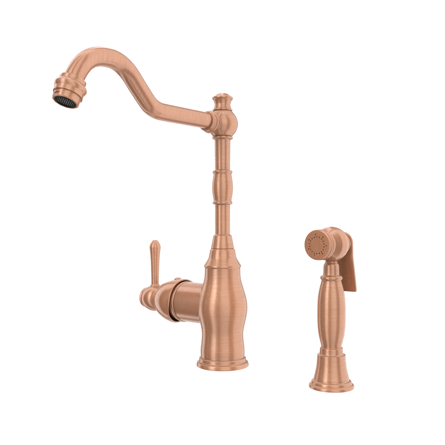 One-Handle Copper Widespread Kitchen Faucet with Side Sprayer - AK96918C