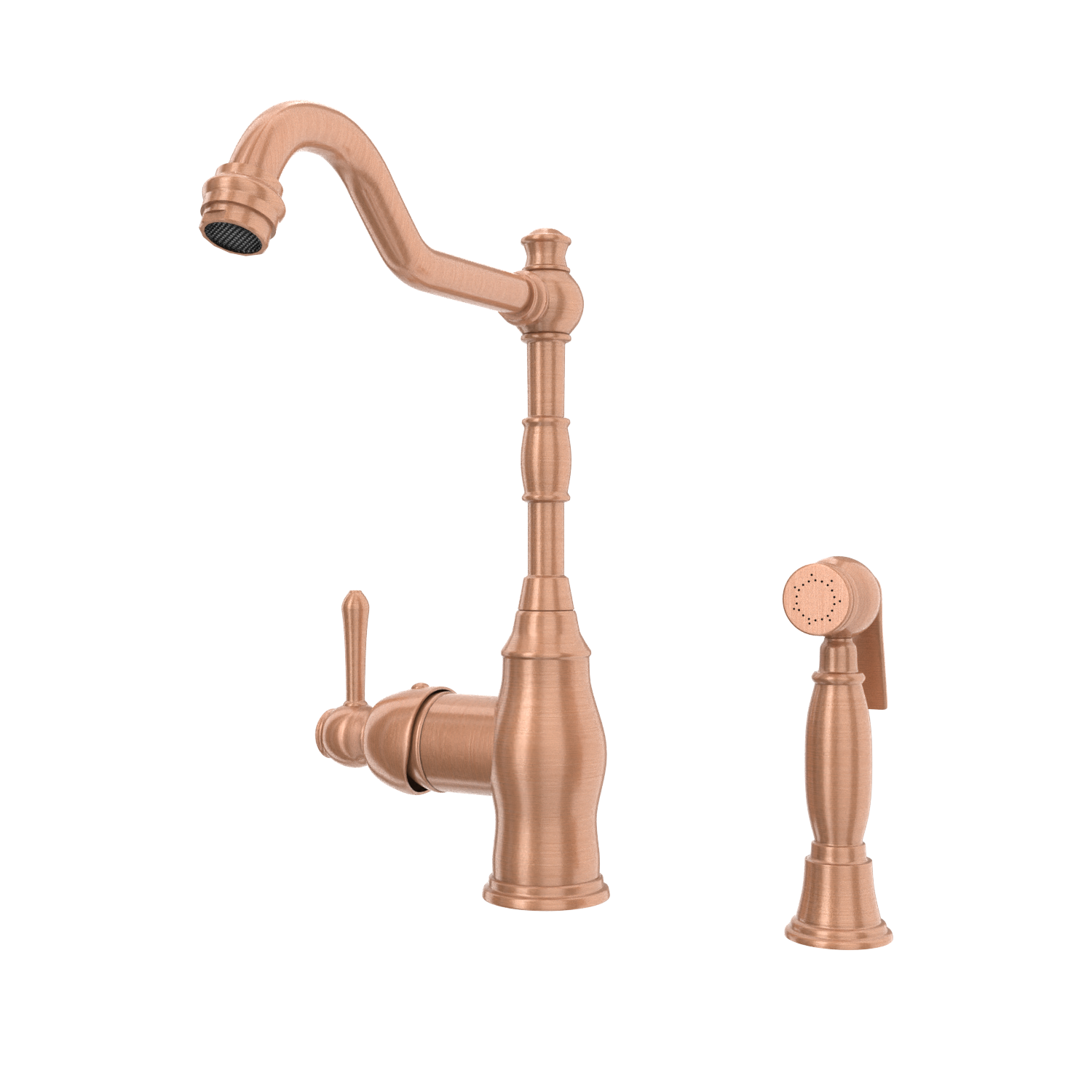 One-Handle Copper Widespread Kitchen Faucet with Side Sprayer - AK96918C