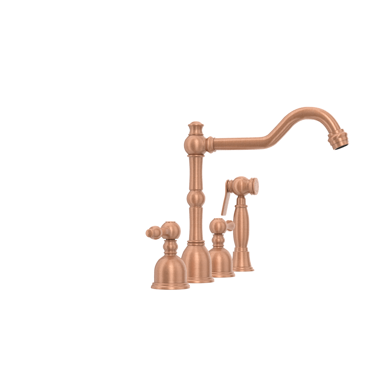 Two-Handles Copper Widespread Kitchen Faucet with Side Sprayer - AK96818C