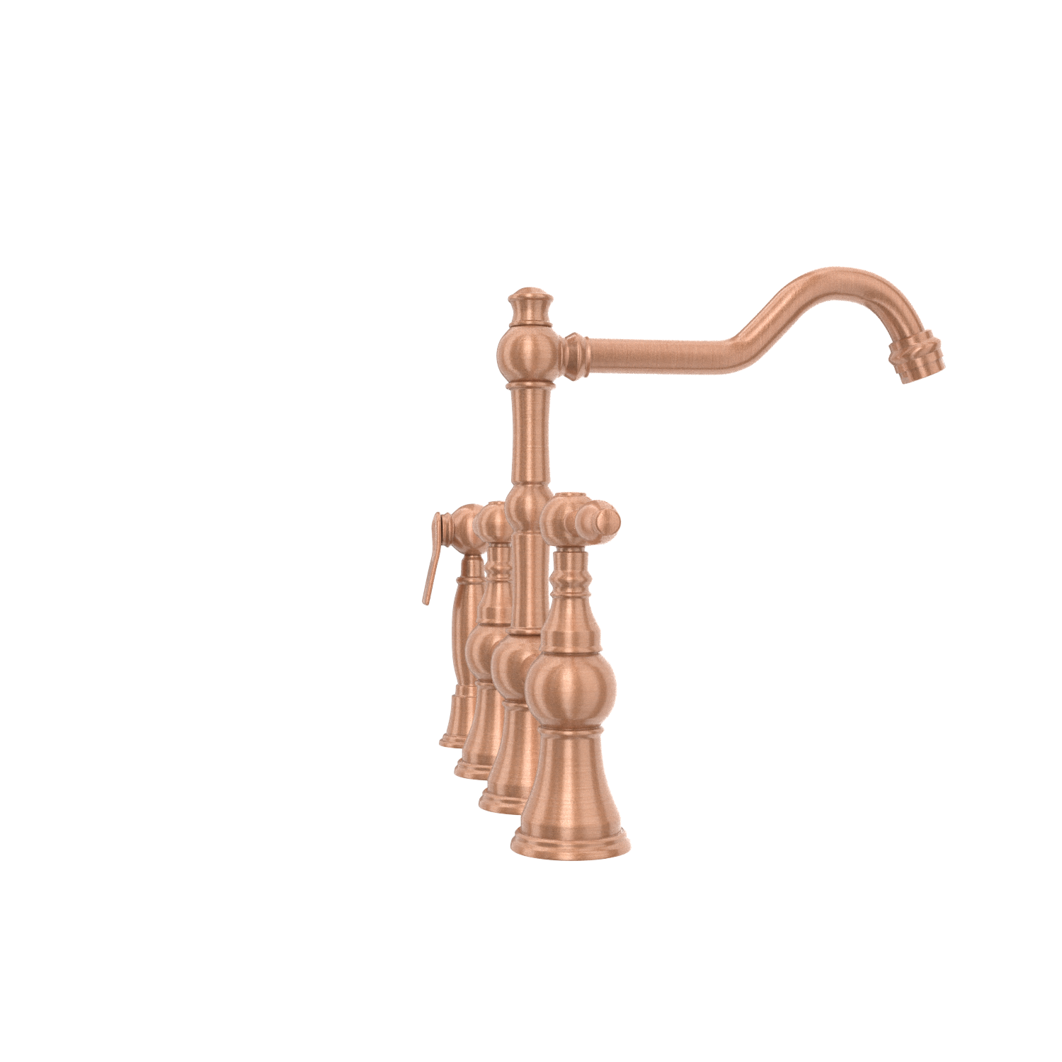 Two-Handles Copper Bridge Kitchen Faucet with Side Sprayer - AK96718C