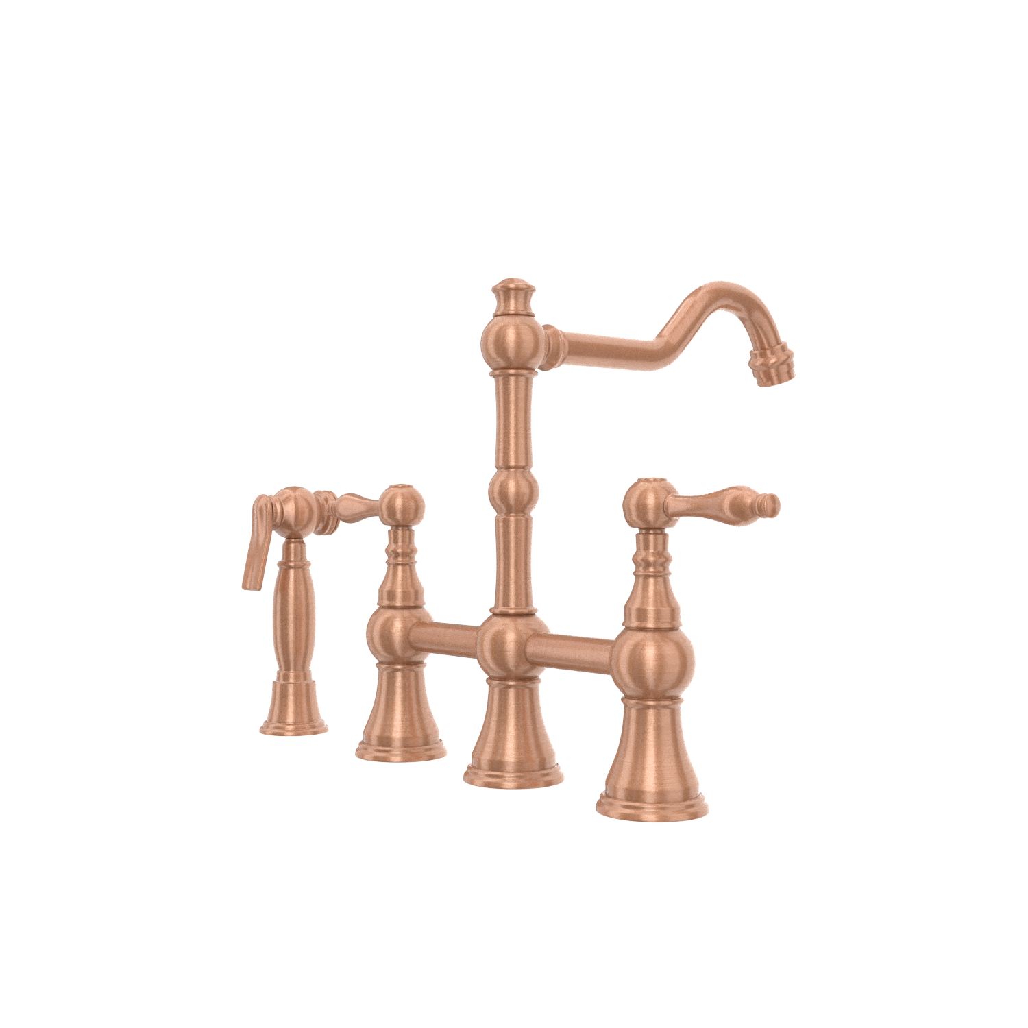 Two-Handles Copper Bridge Kitchen Faucet with Side Sprayer - AK96718C