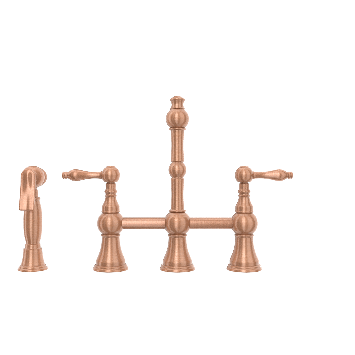 Two-Handles Copper Bridge Kitchen Faucet with Side Sprayer - AK96718C