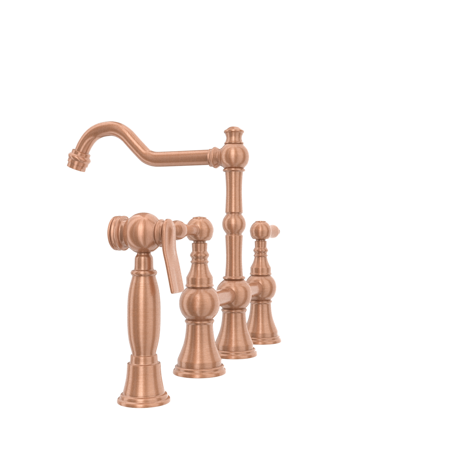 Two-Handles Copper Bridge Kitchen Faucet with Side Sprayer - AK96718C