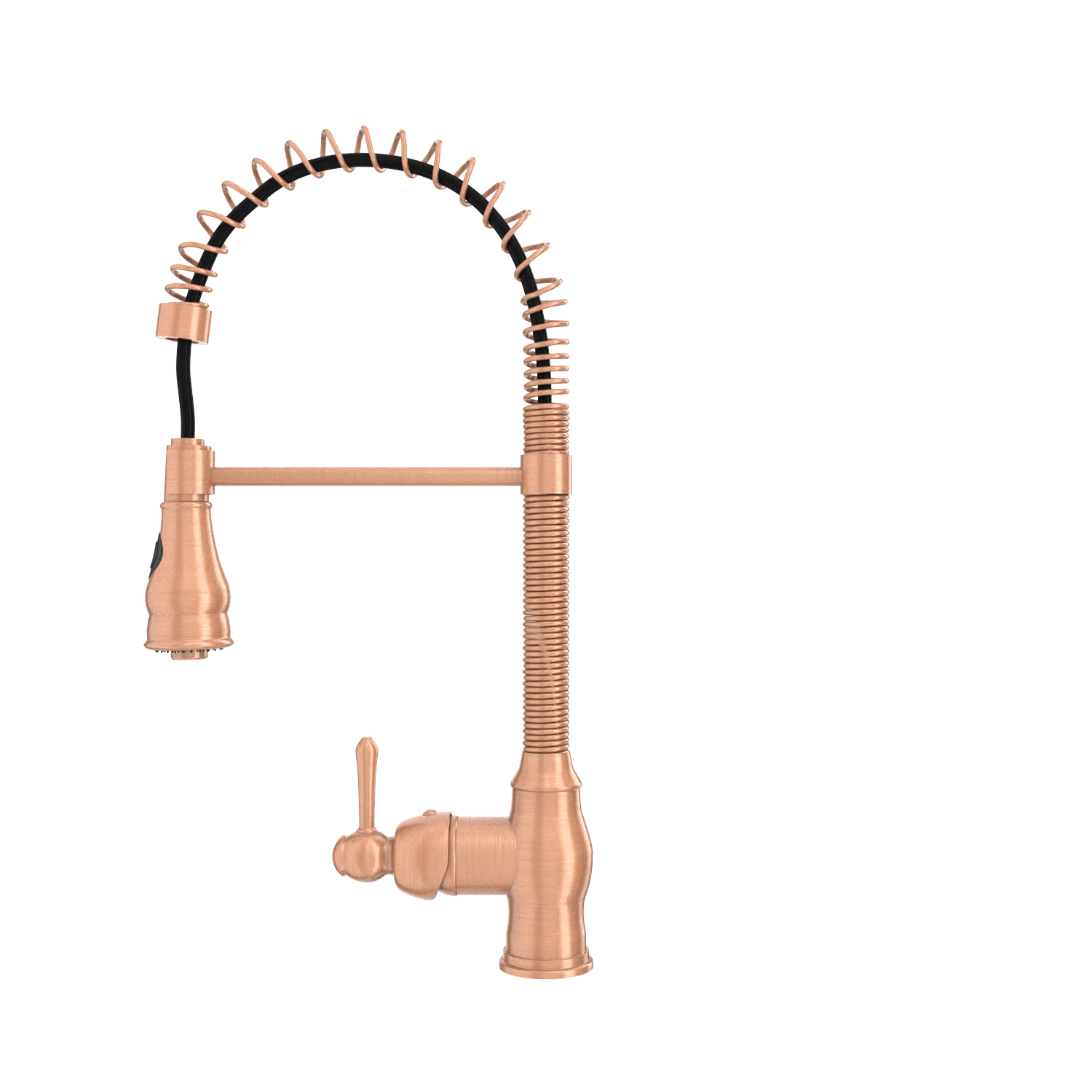 Copper Pre-Rinse Spring Kitchen Faucet, Single Level Solid Brass Kitchen Sink Faucets with Pull Down Sprayer - AK96518A-C