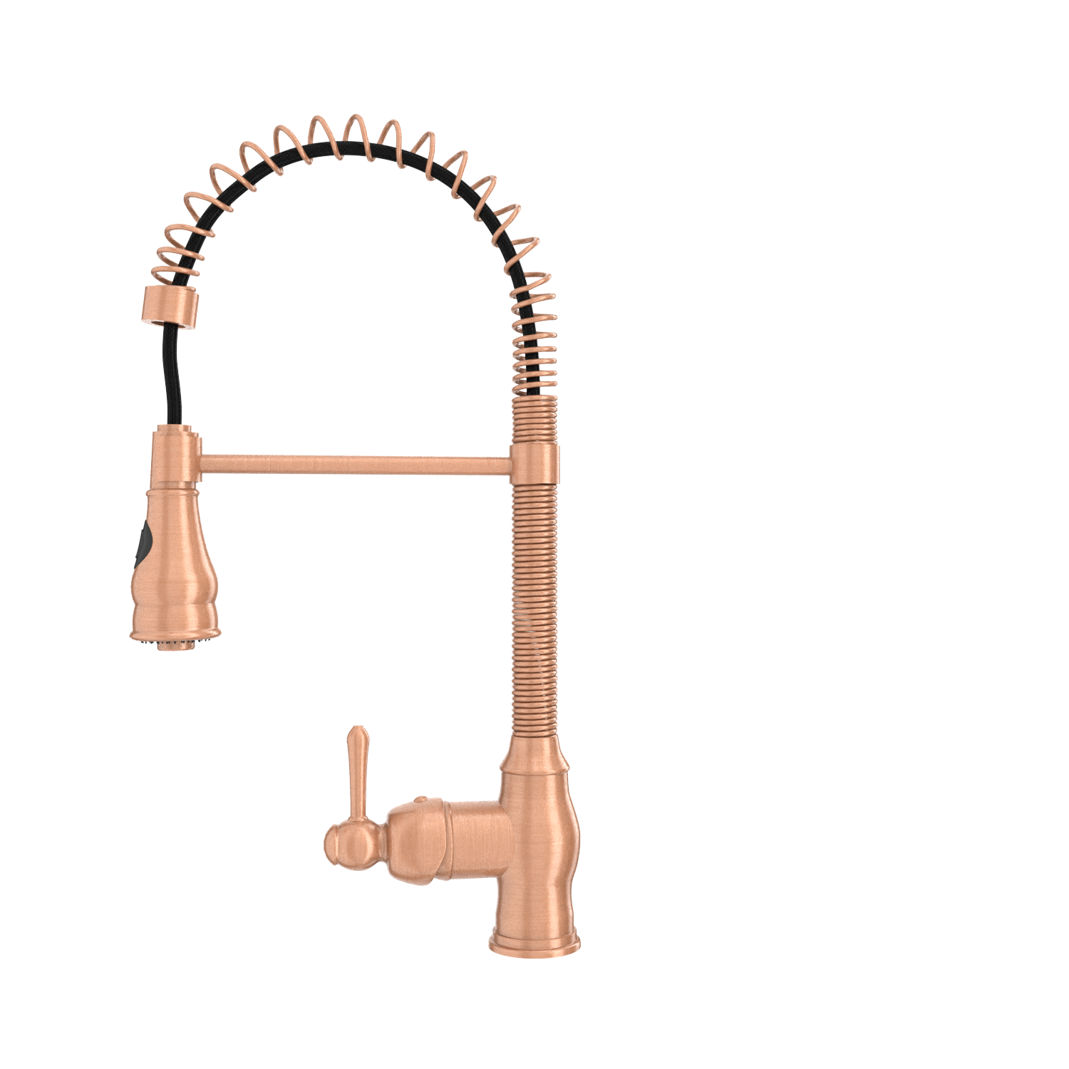 Copper Pre-Rinse Spring Kitchen Faucet, Single Level Solid Brass Kitchen Sink Faucets with Pull Down Sprayer - AK96518A-C