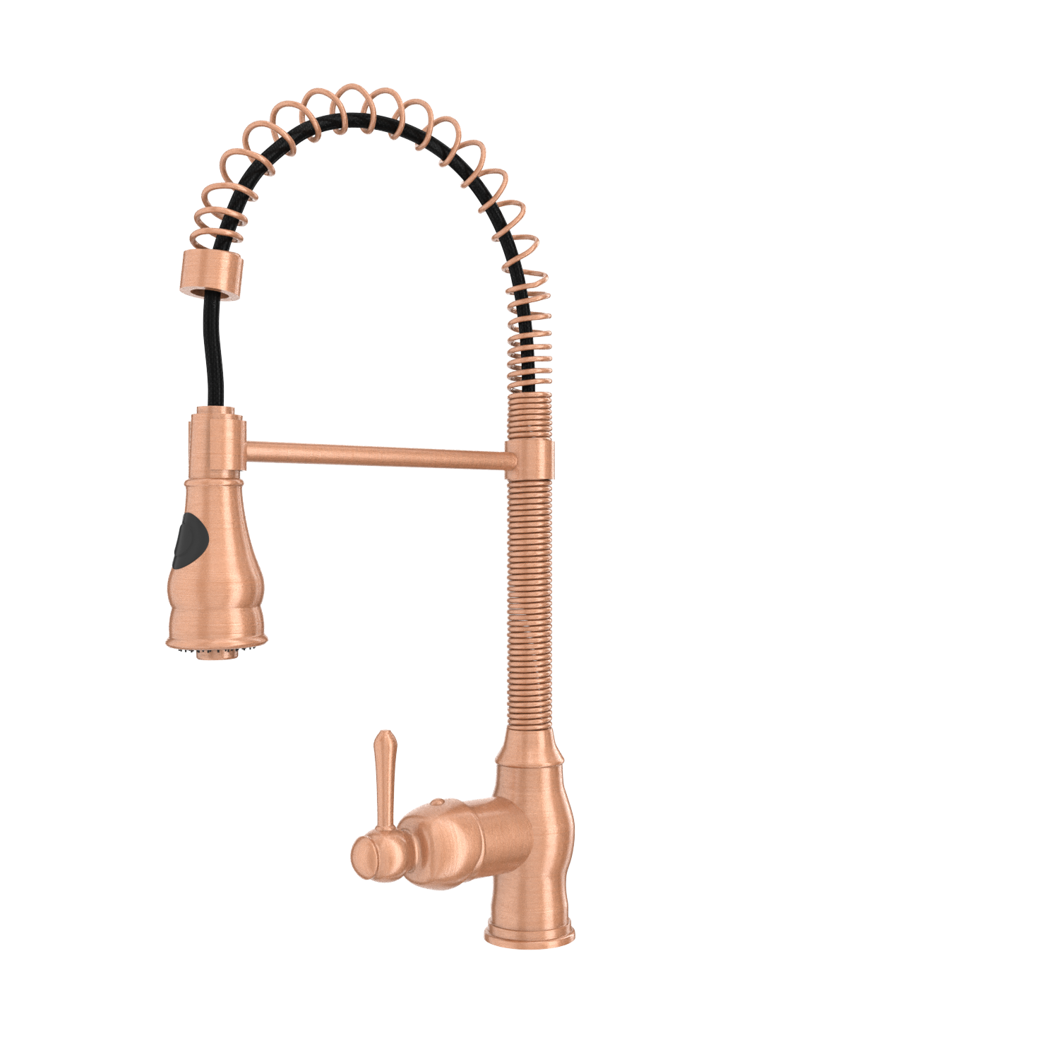 Copper Pre-Rinse Spring Kitchen Faucet, Single Level Solid Brass Kitchen Sink Faucets with Pull Down Sprayer - AK96518A-C