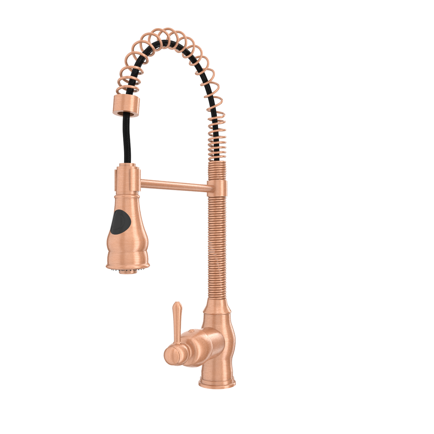 Copper Pre-Rinse Spring Kitchen Faucet, Single Level Solid Brass Kitchen Sink Faucets with Pull Down Sprayer - AK96518A-C