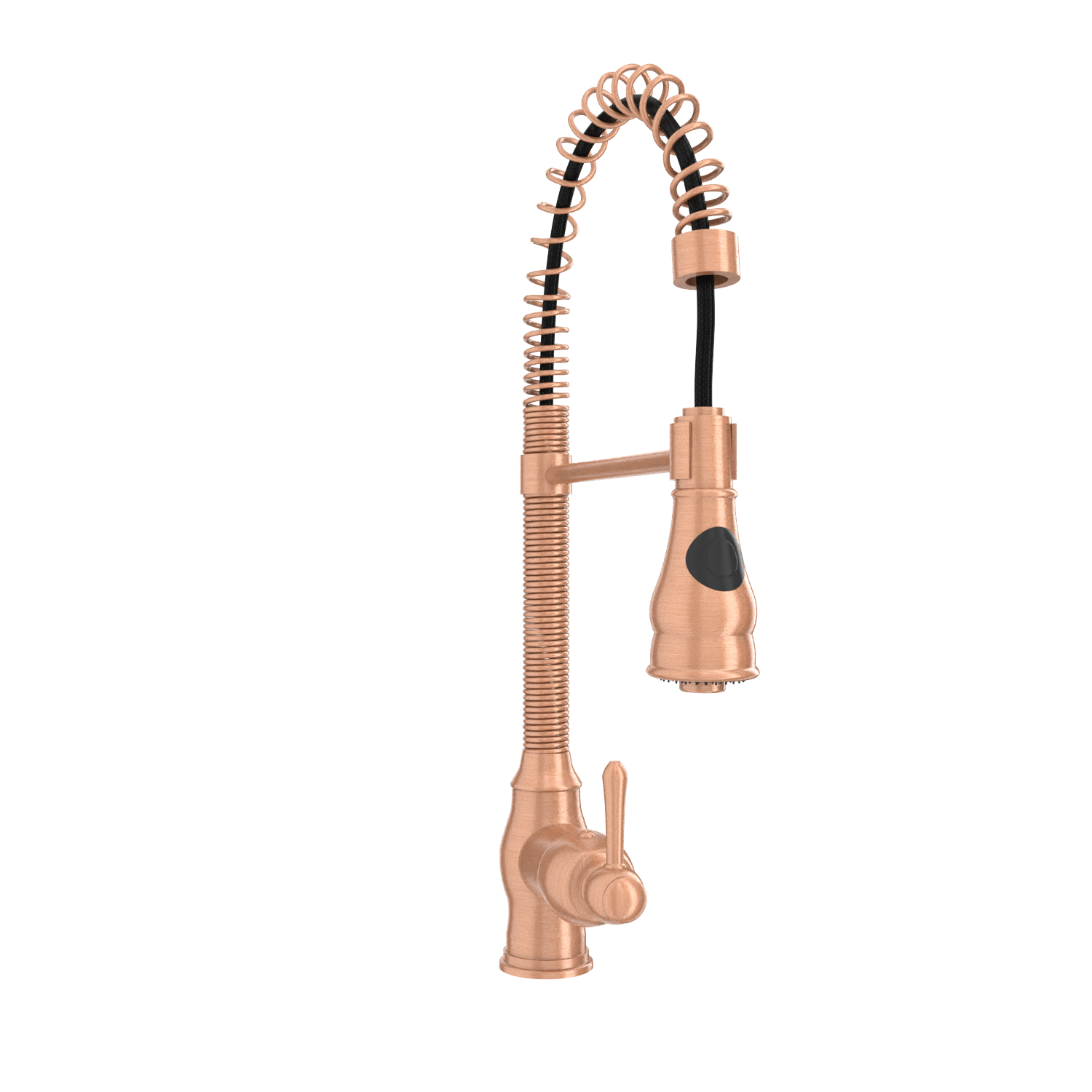 Copper Pre-Rinse Spring Kitchen Faucet, Single Level Solid Brass Kitchen Sink Faucets with Pull Down Sprayer - AK96518A-C