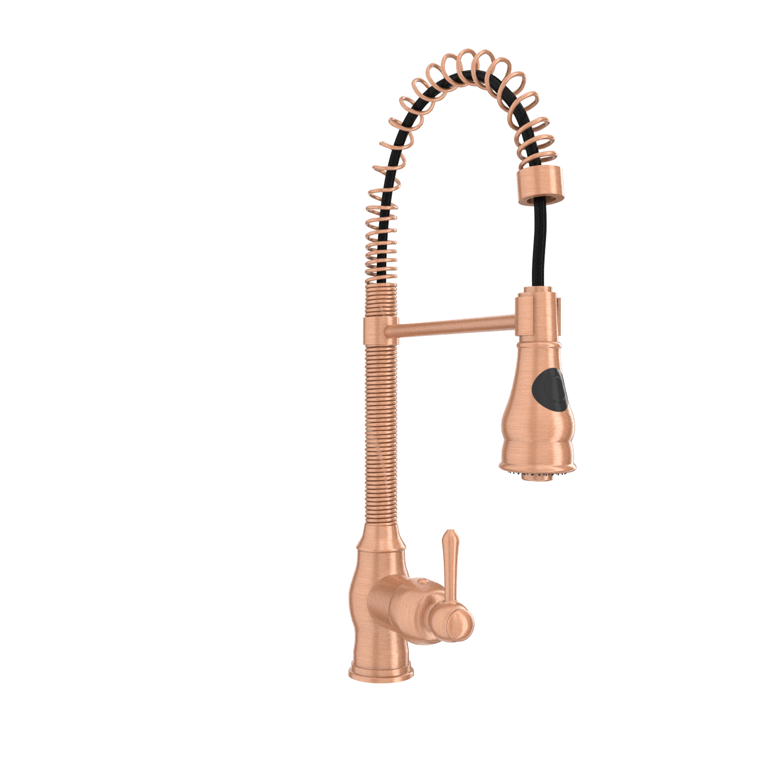 Copper Pre-Rinse Spring Kitchen Faucet, Single Level Solid Brass Kitchen Sink Faucets with Pull Down Sprayer - AK96518A-C