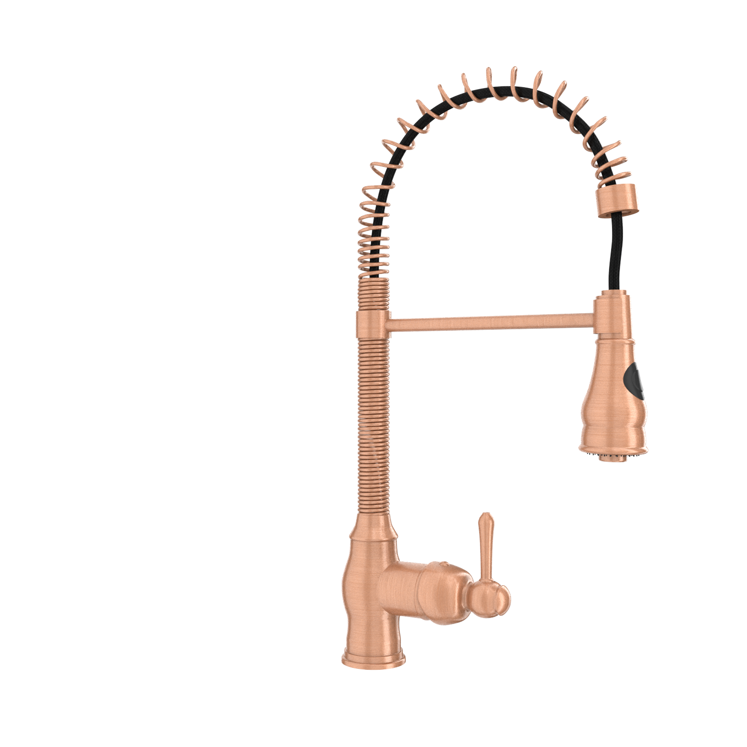 Copper Pre-Rinse Spring Kitchen Faucet, Single Level Solid Brass Kitchen Sink Faucets with Pull Down Sprayer - AK96518A-C