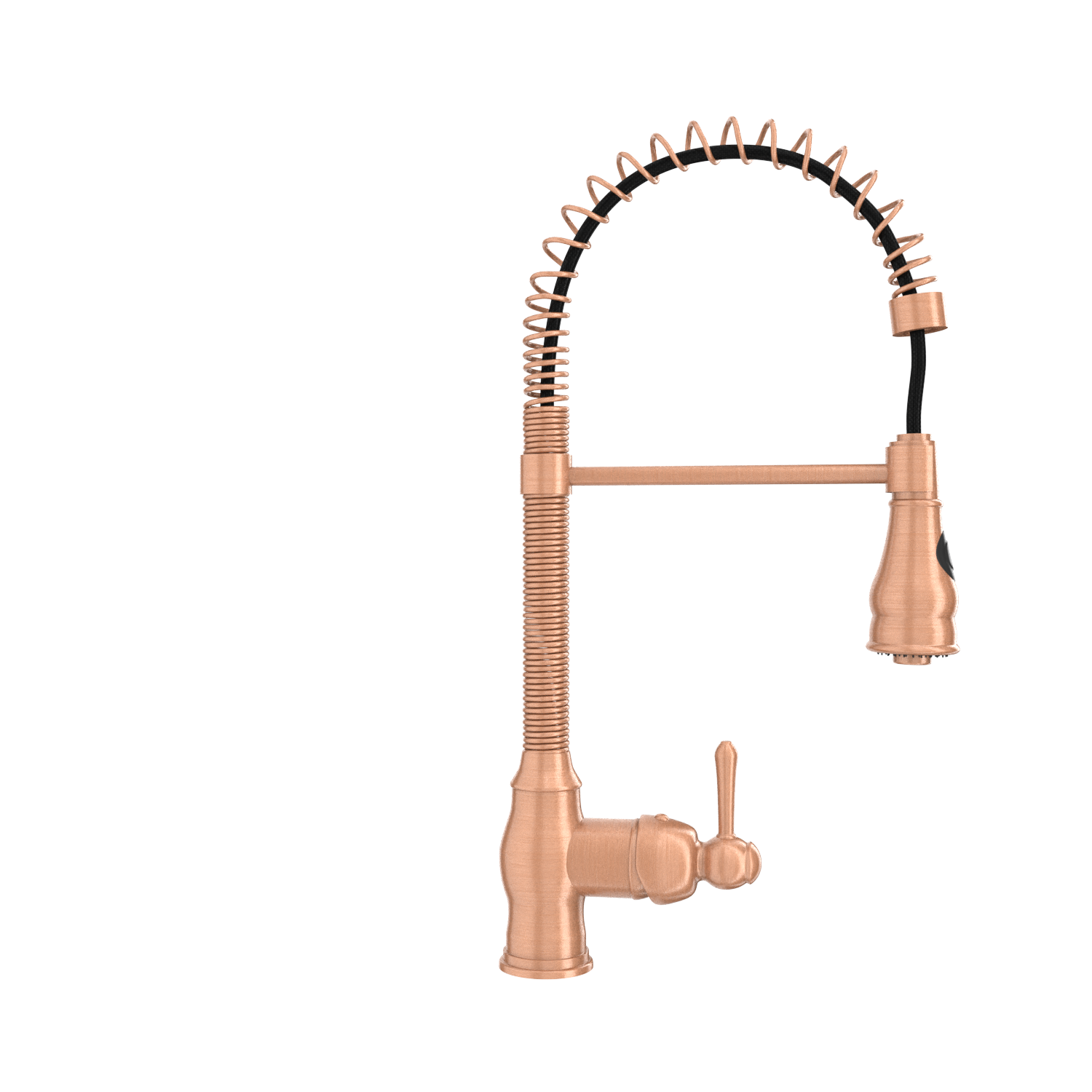 Copper Pre-Rinse Spring Kitchen Faucet, Single Level Solid Brass Kitchen Sink Faucets with Pull Down Sprayer - AK96518A-C