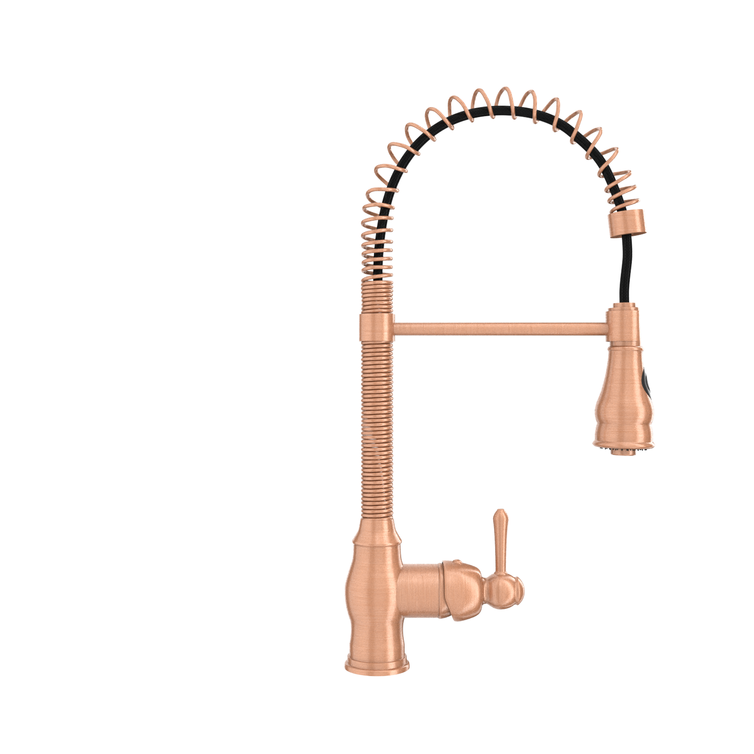 Copper Pre-Rinse Spring Kitchen Faucet, Single Level Solid Brass Kitchen Sink Faucets with Pull Down Sprayer - AK96518A-C