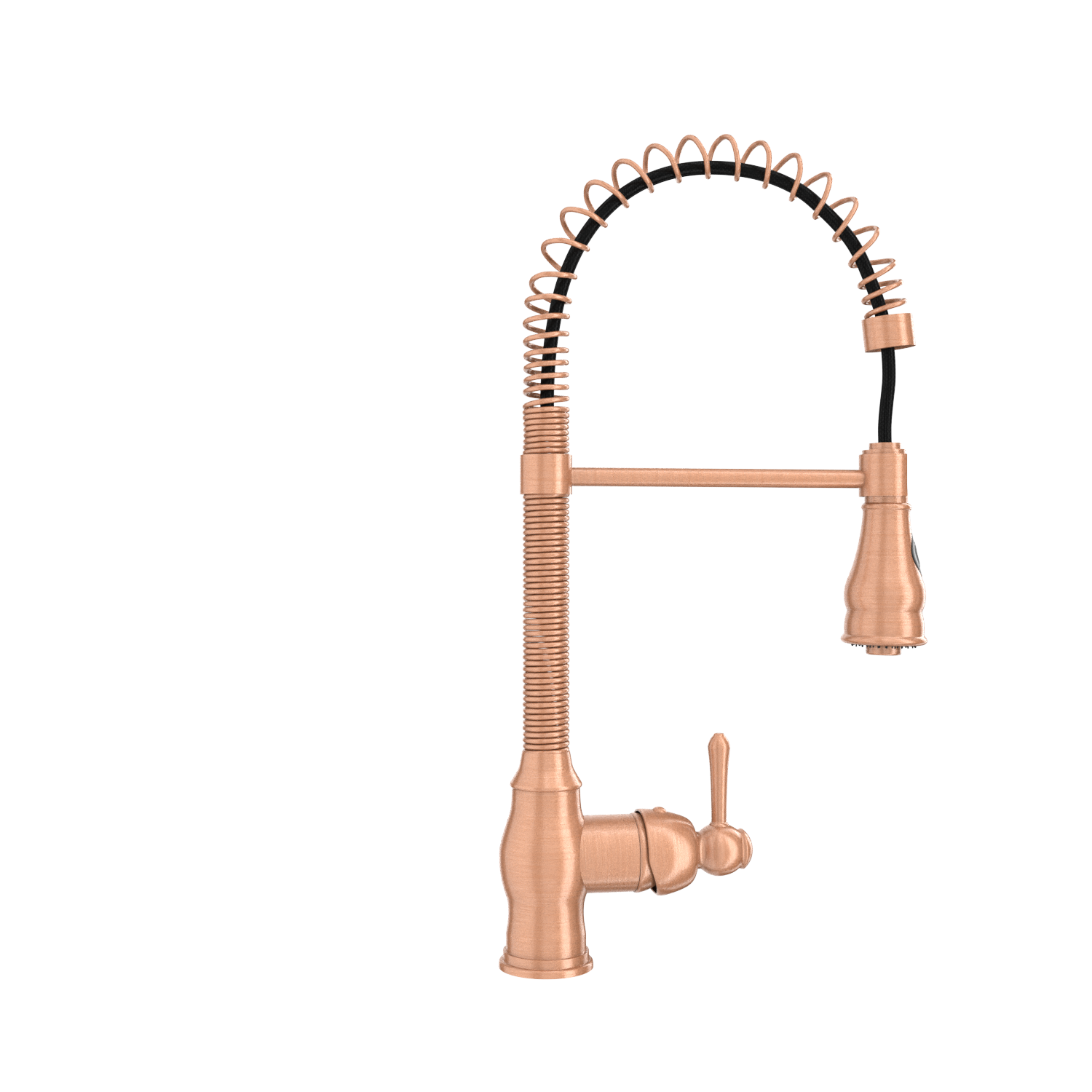 Copper Pre-Rinse Spring Kitchen Faucet, Single Level Solid Brass Kitchen Sink Faucets with Pull Down Sprayer - AK96518A-C