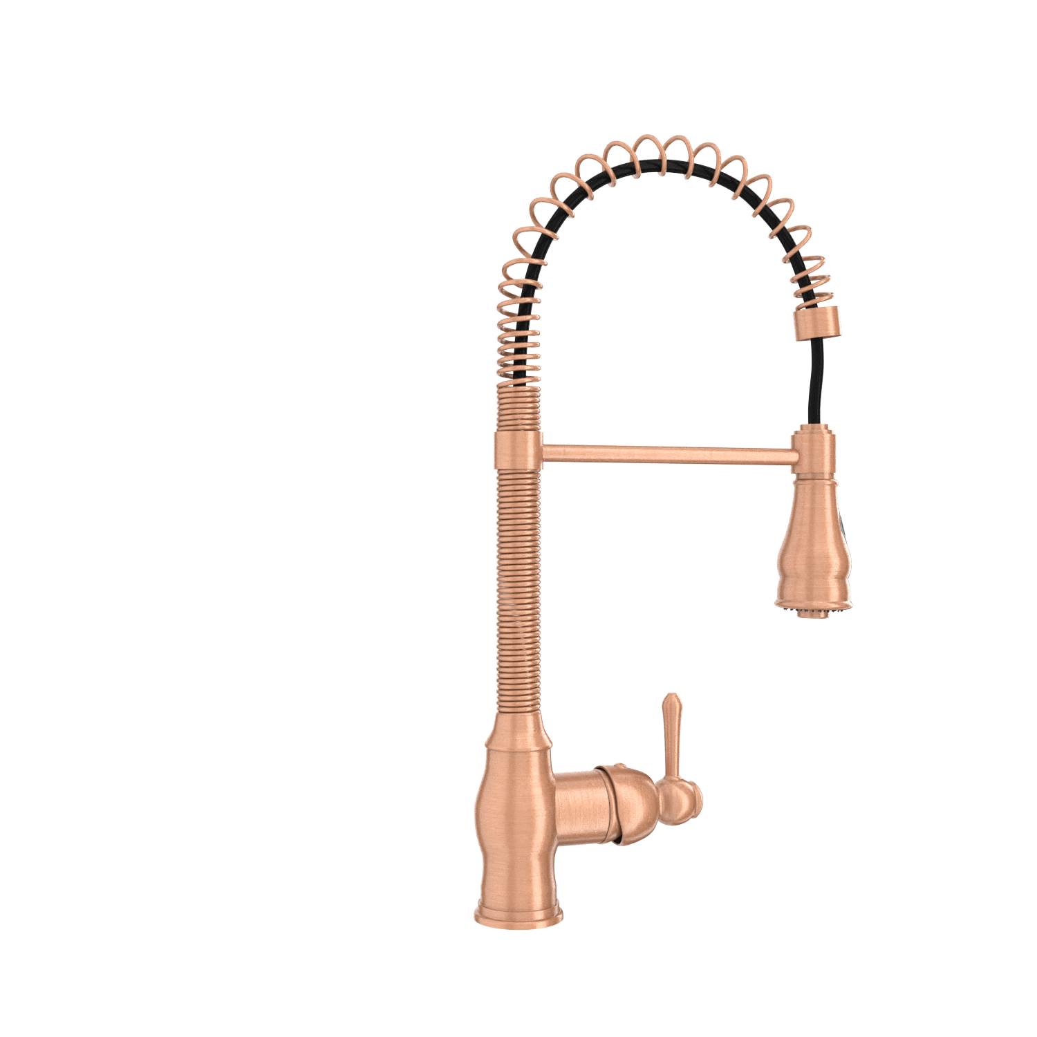 Copper Pre-Rinse Spring Kitchen Faucet, Single Level Solid Brass Kitchen Sink Faucets with Pull Down Sprayer - AK96518A-C