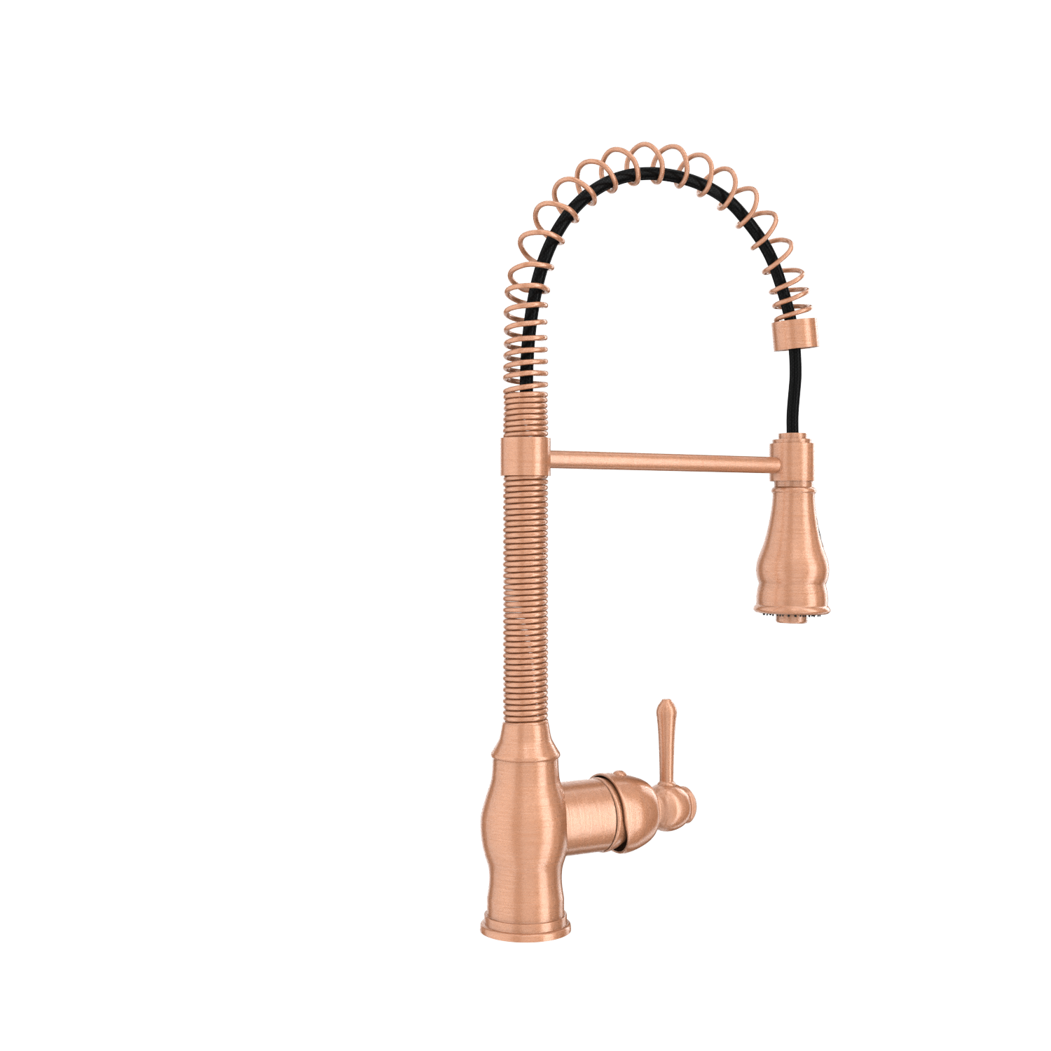 Copper Pre-Rinse Spring Kitchen Faucet, Single Level Solid Brass Kitchen Sink Faucets with Pull Down Sprayer - AK96518A-C