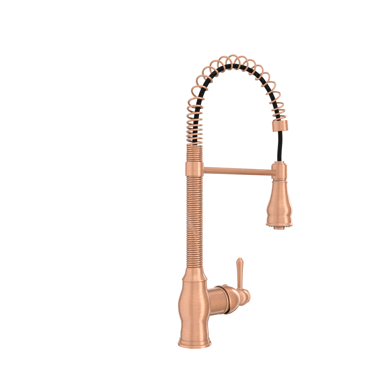 Copper Pre-Rinse Spring Kitchen Faucet, Single Level Solid Brass Kitchen Sink Faucets with Pull Down Sprayer - AK96518A-C
