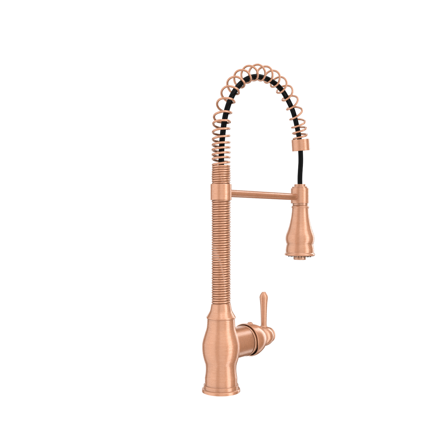 Copper Pre-Rinse Spring Kitchen Faucet, Single Level Solid Brass Kitchen Sink Faucets with Pull Down Sprayer - AK96518A-C