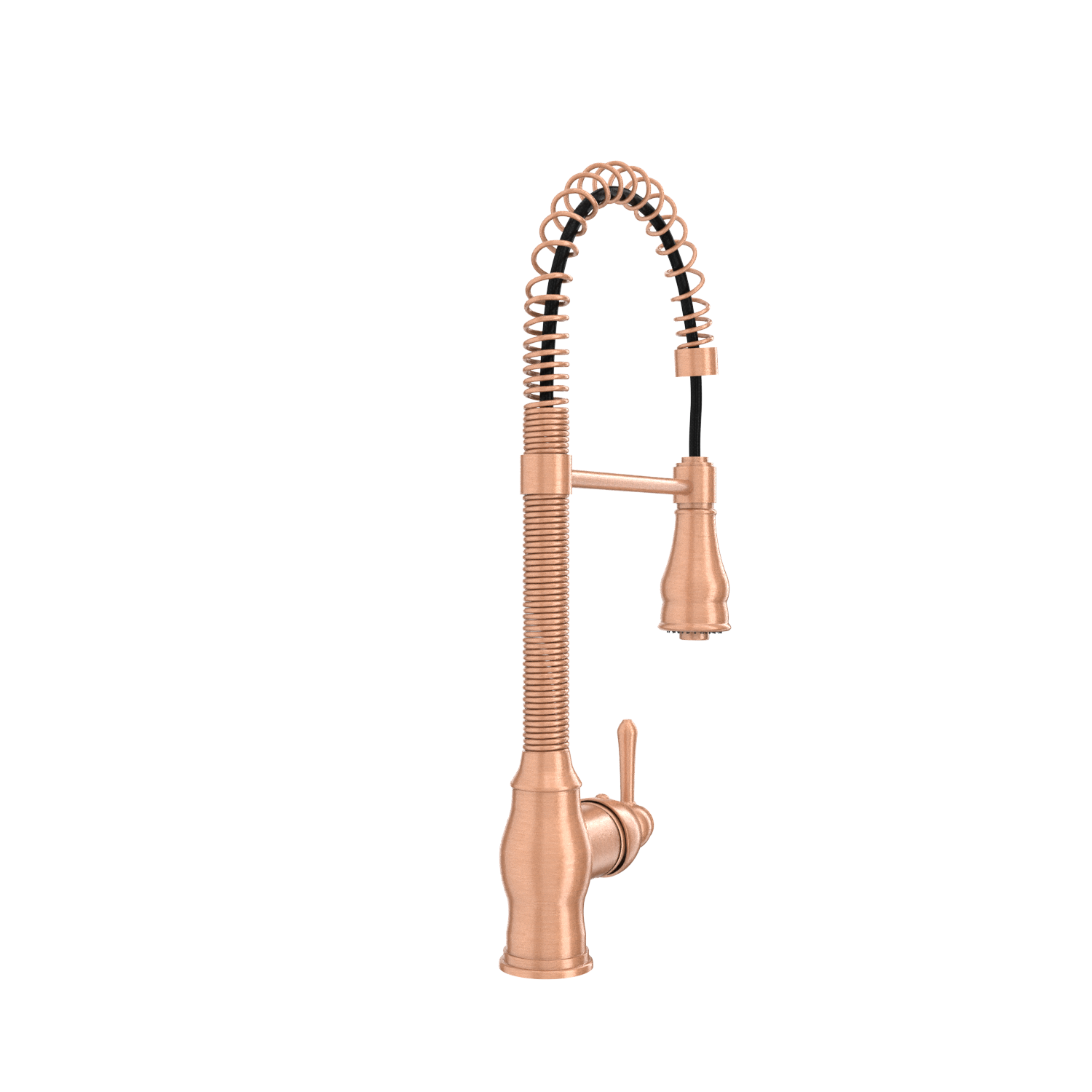Copper Pre-Rinse Spring Kitchen Faucet, Single Level Solid Brass Kitchen Sink Faucets with Pull Down Sprayer - AK96518A-C
